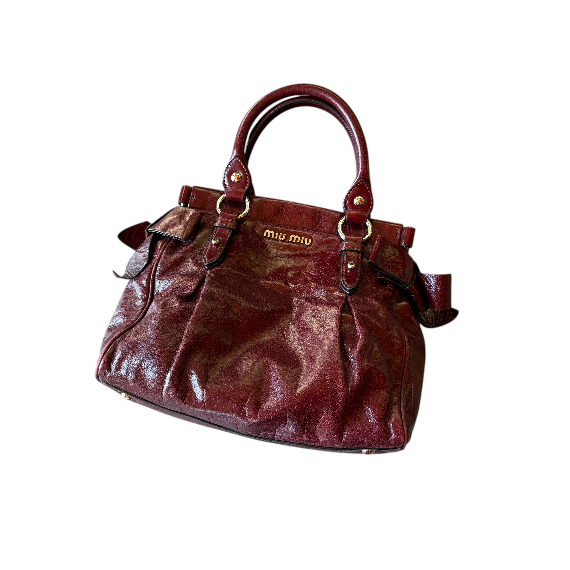 美品☆　MIUMIU vittelo archive 2way bag MIU MIU Archive Vitello Leather 2Way Handbag Shoulder Bag w