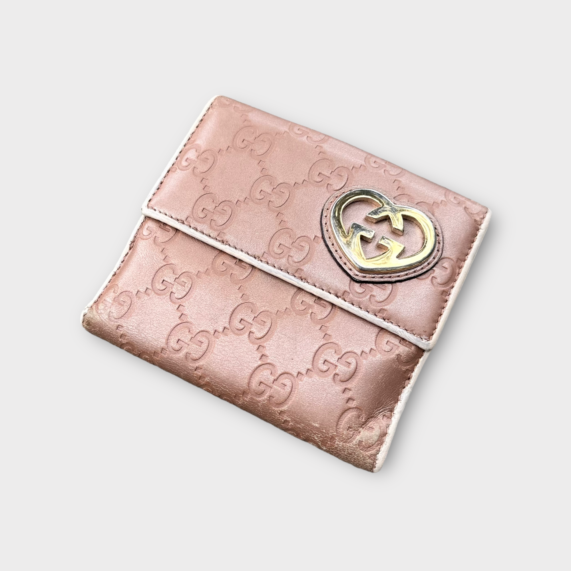 gucci 2000s rose gold heart wallet