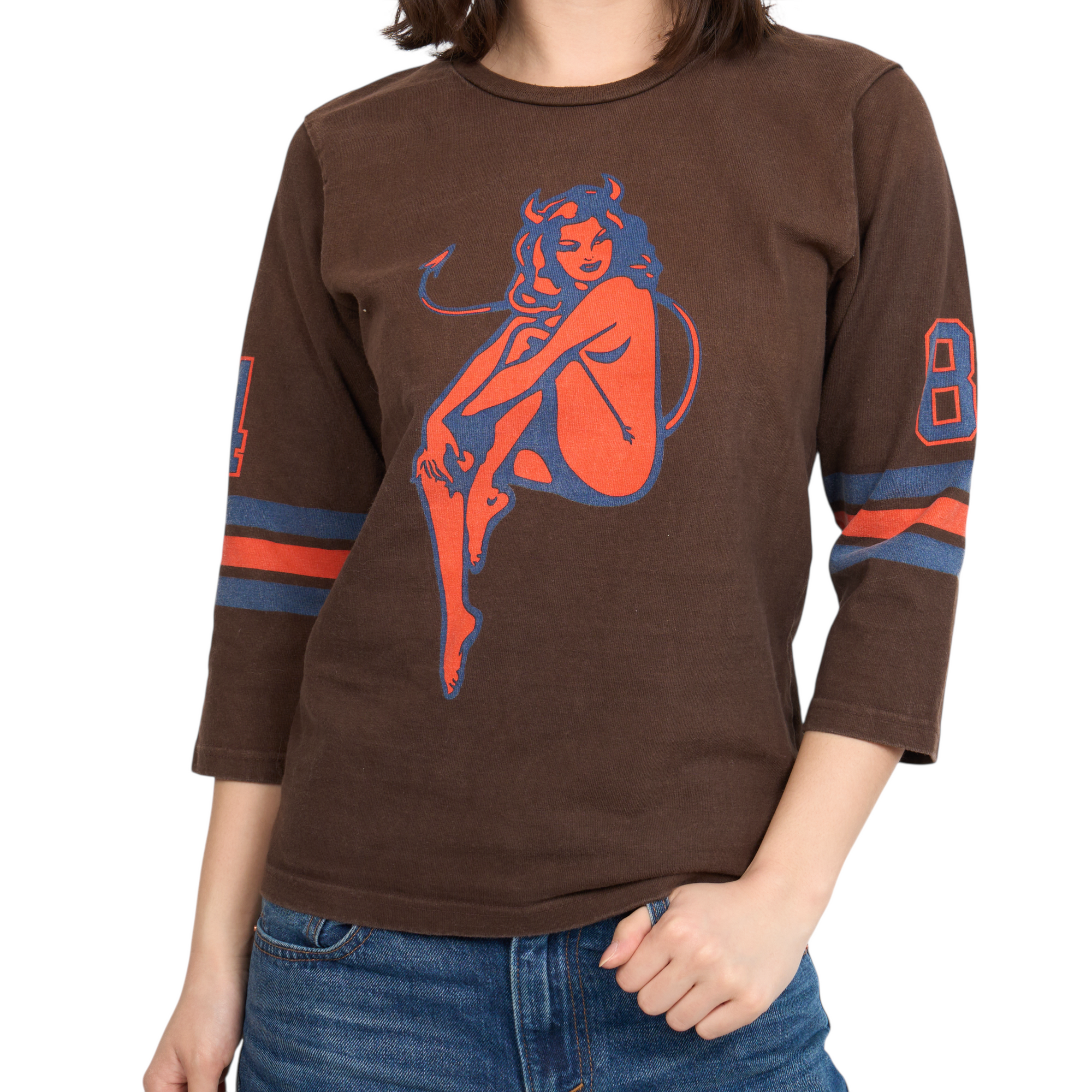 hysteric glamour brown quarter sleeve top