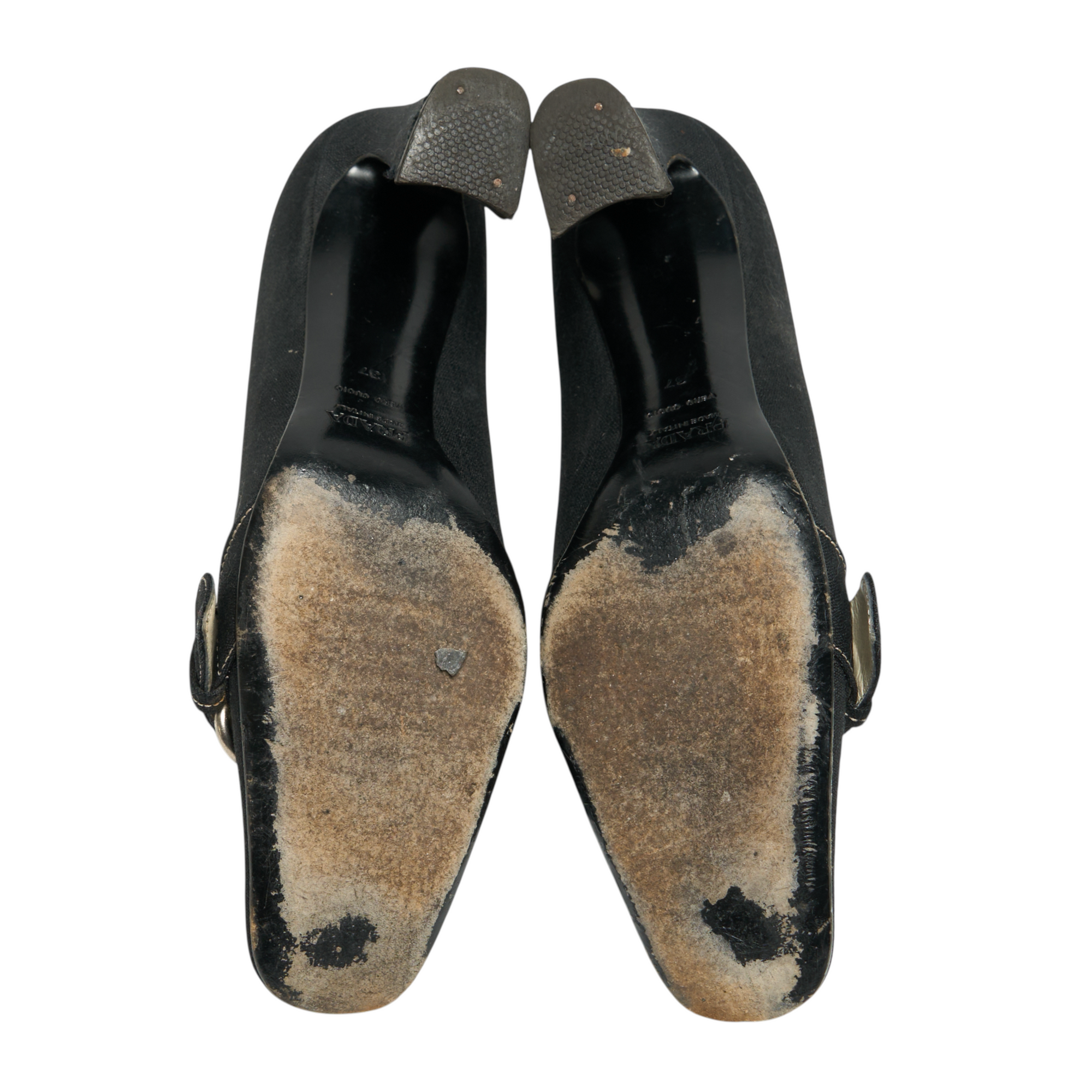 prada 2000s black canvas heels