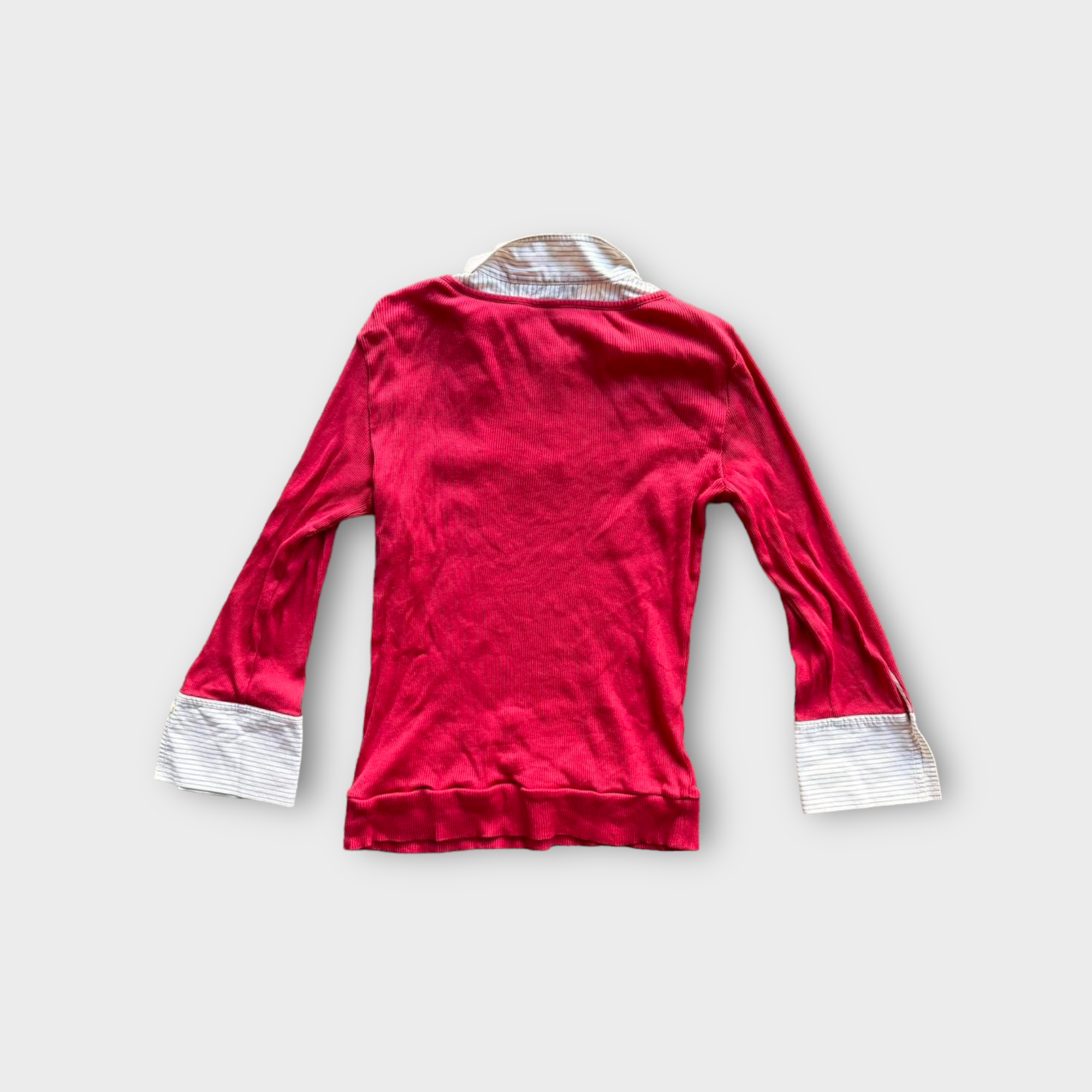 burberry red and white long sleeve blouse