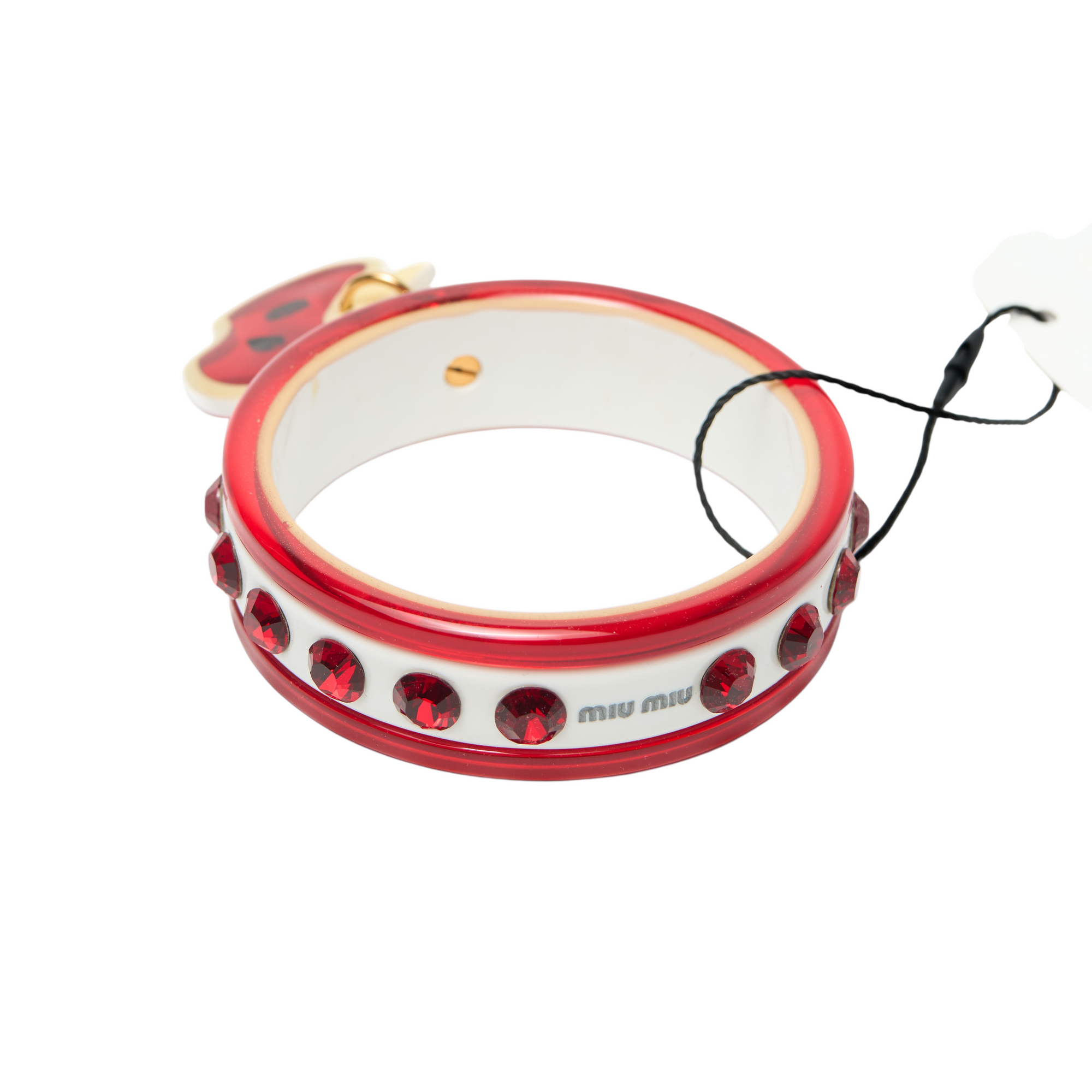 miu miu 2000s red apple cuff bracelet