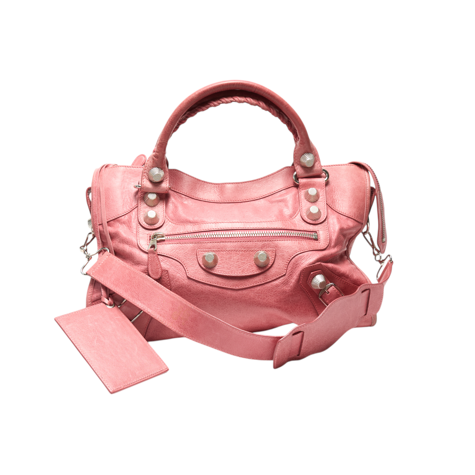 balenciaga 2000s pink city bag with giant 21 silver hardware