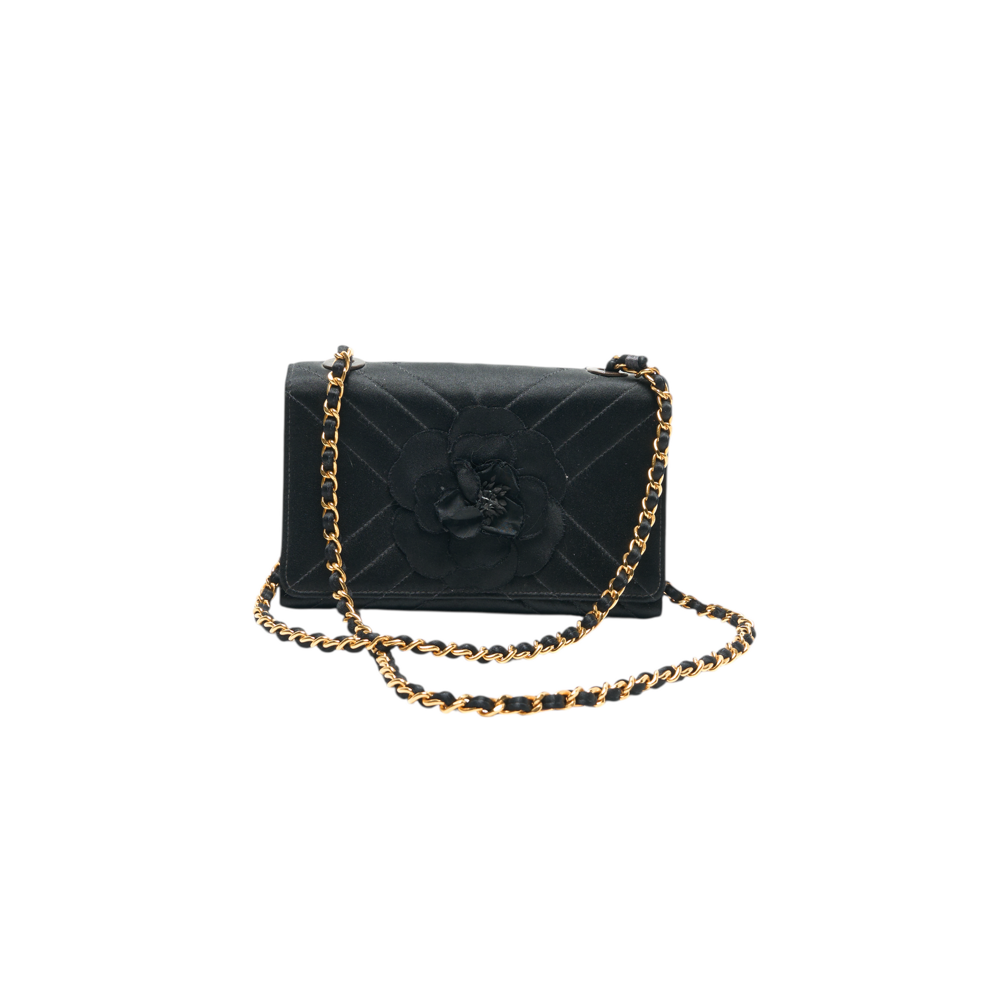 chanel 2000s black camellia bag