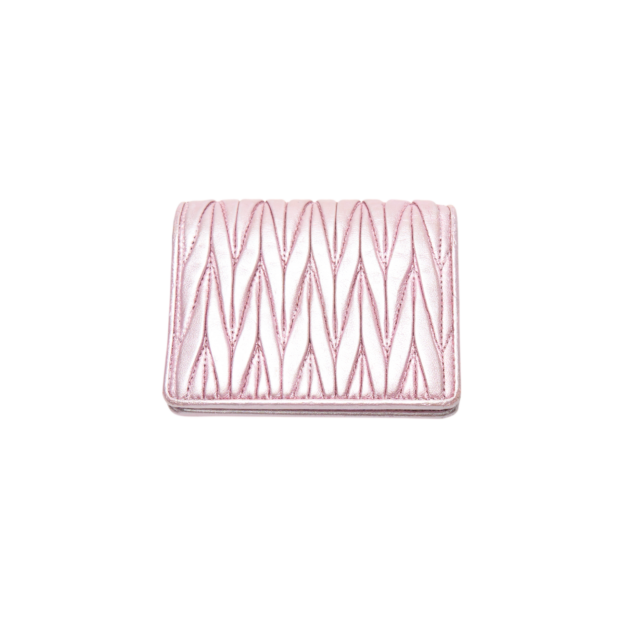 miu miu light pink holographic matelassé wallet