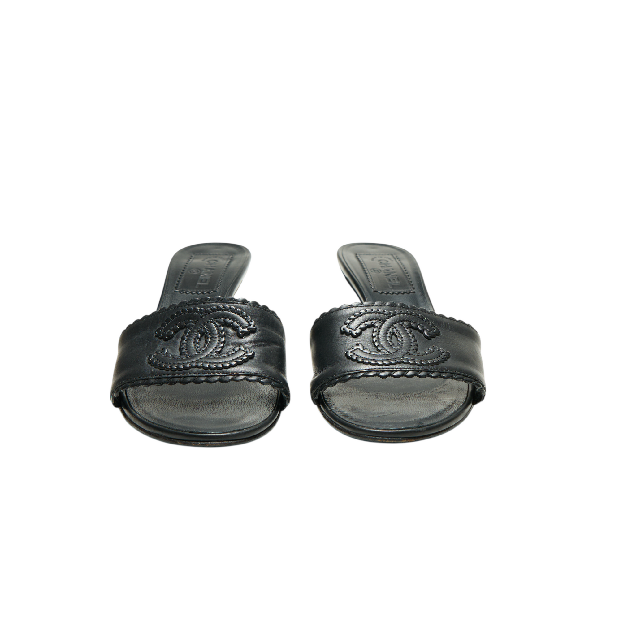 chanel 2000s black sandal heels