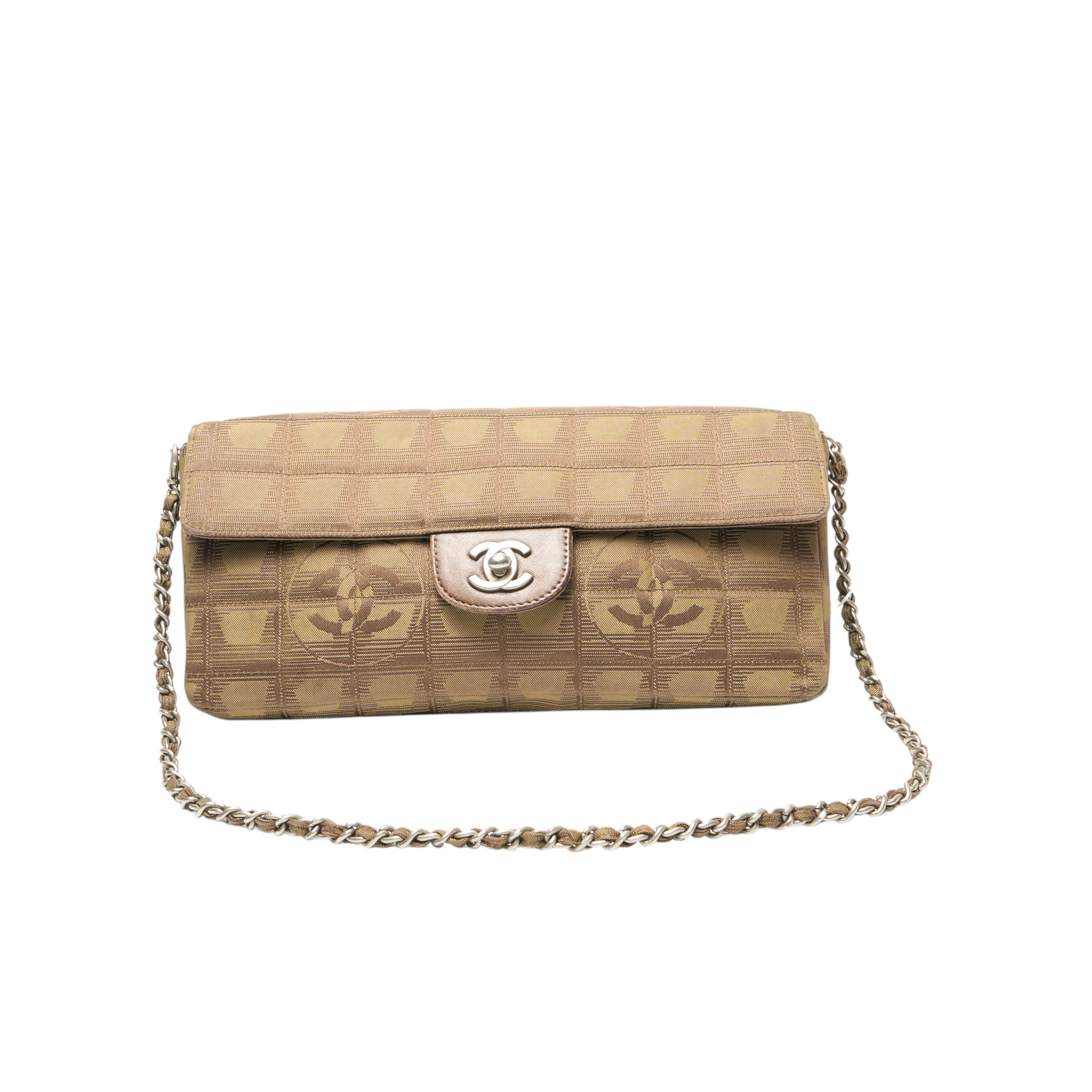 chanel 2000s brown travel ligne flap bag