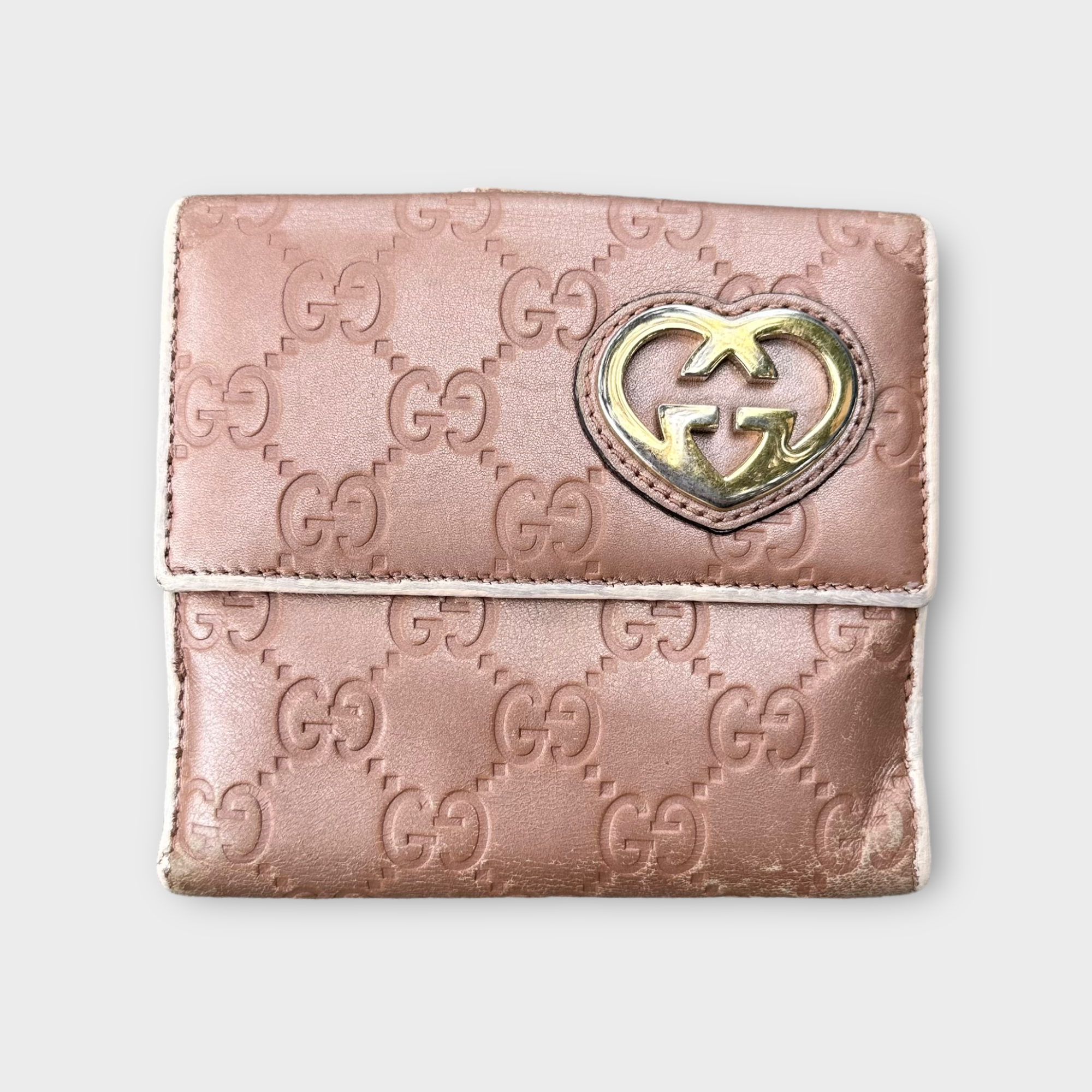 gucci 2000s rose gold heart wallet