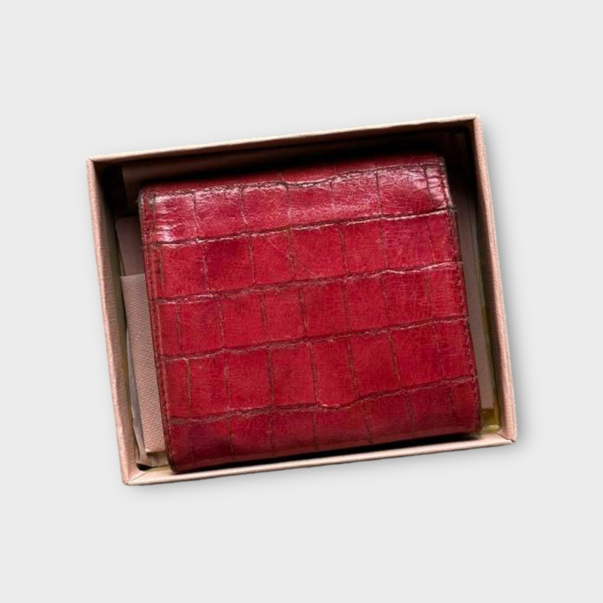 miu miu 2000s red crocodile wallet