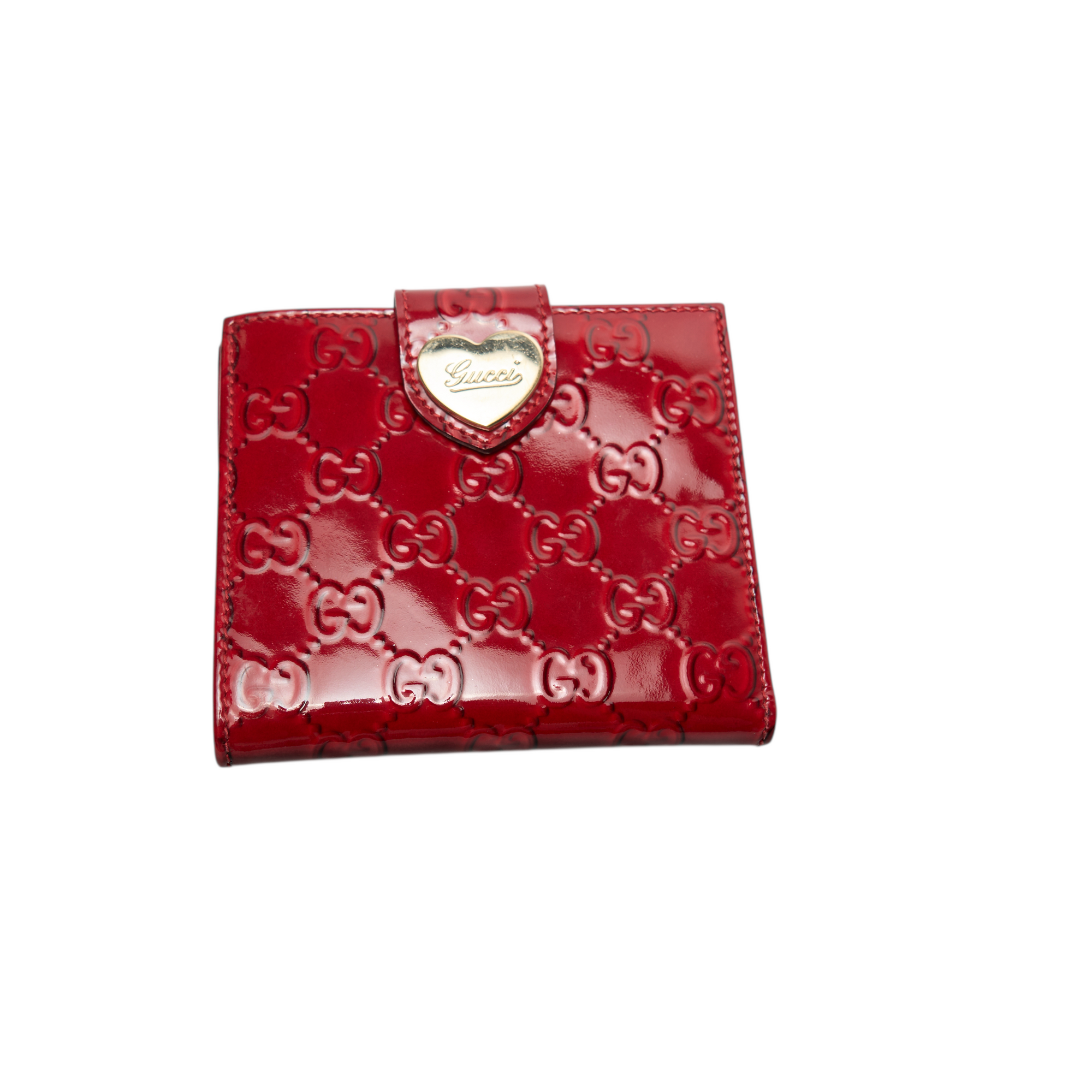 gucci 2000s red heart wallet