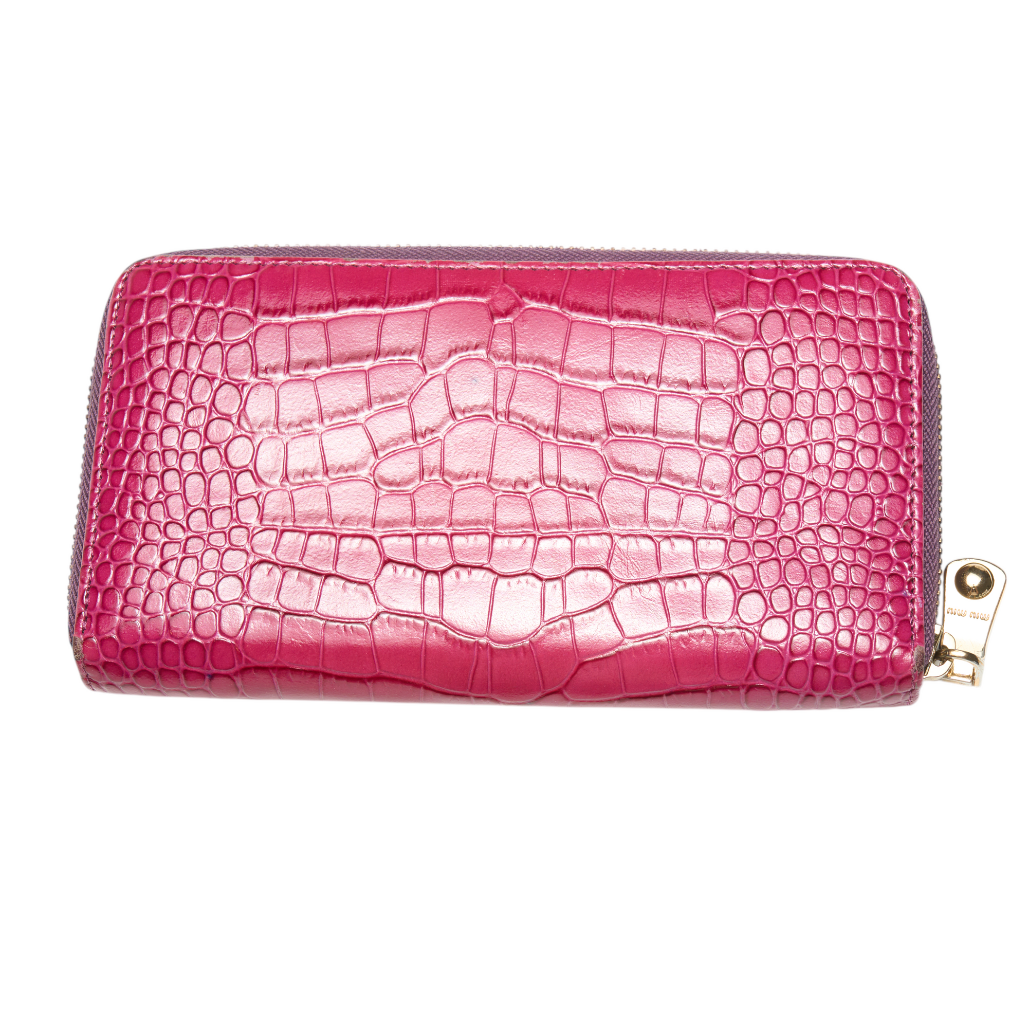miu miu pink crocodile wallet