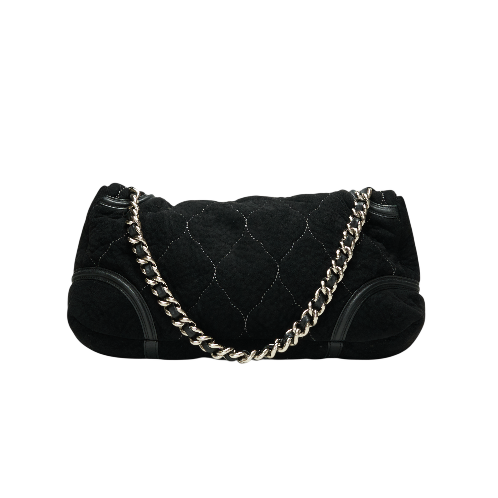 chanel 2000s black suede flap bag