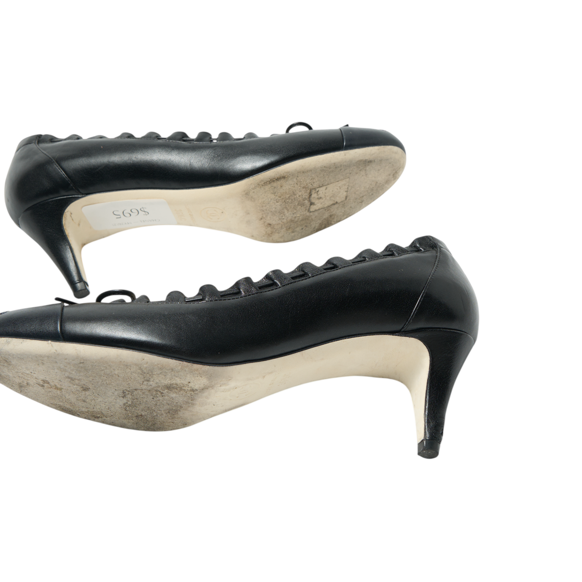 chanel 2000s black ballet heels