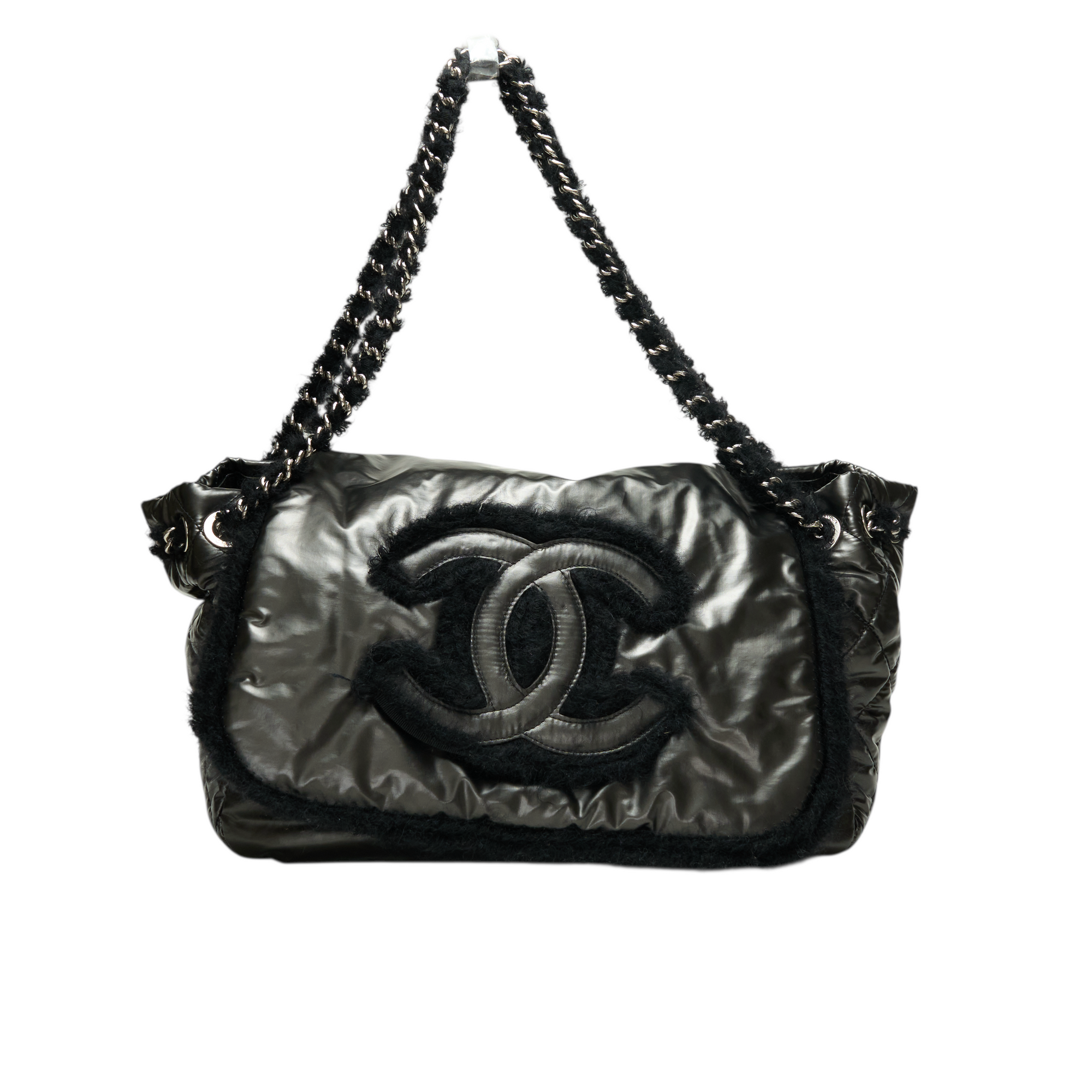 chanel 2010s black patent flap bag