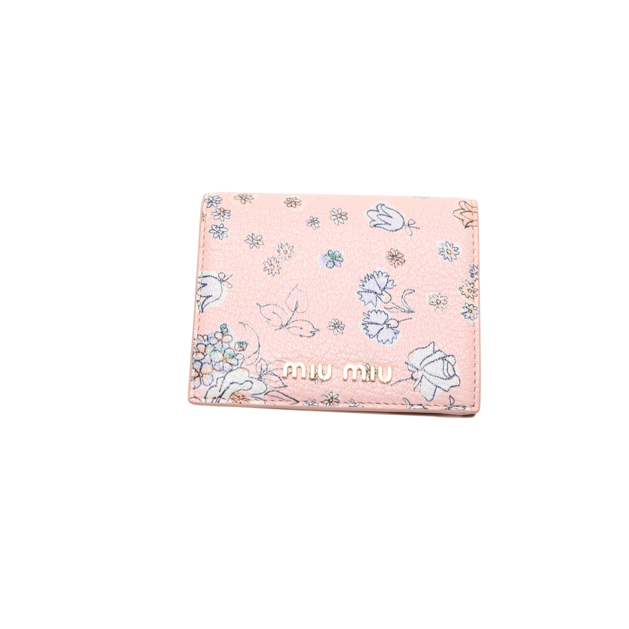 miu miu light pink floral wallet