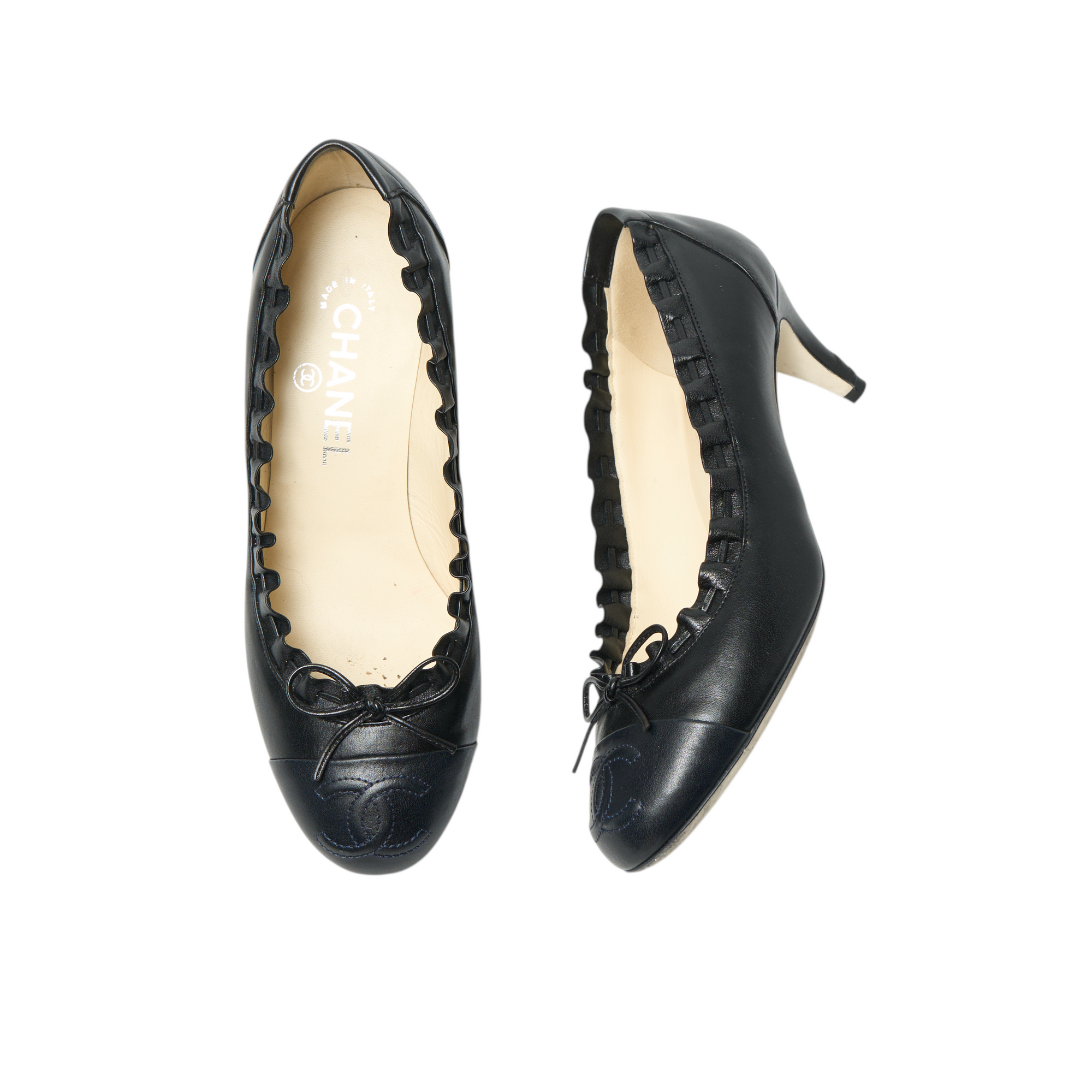 chanel 2000s black ballet heels