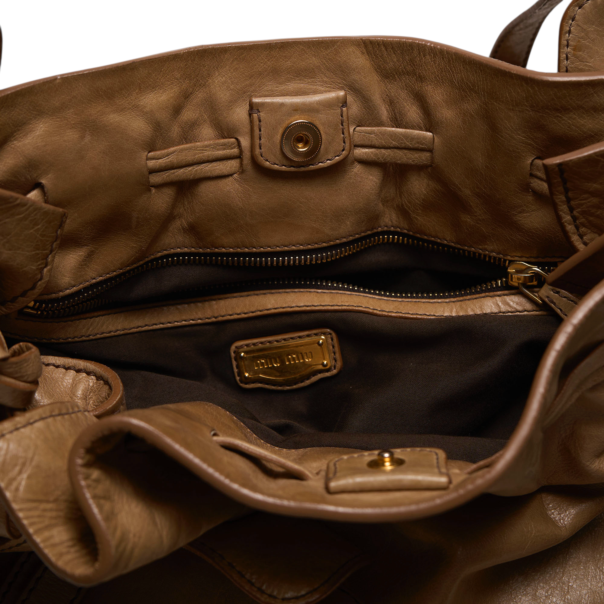 miu miu 2000s tan vitello bow bag