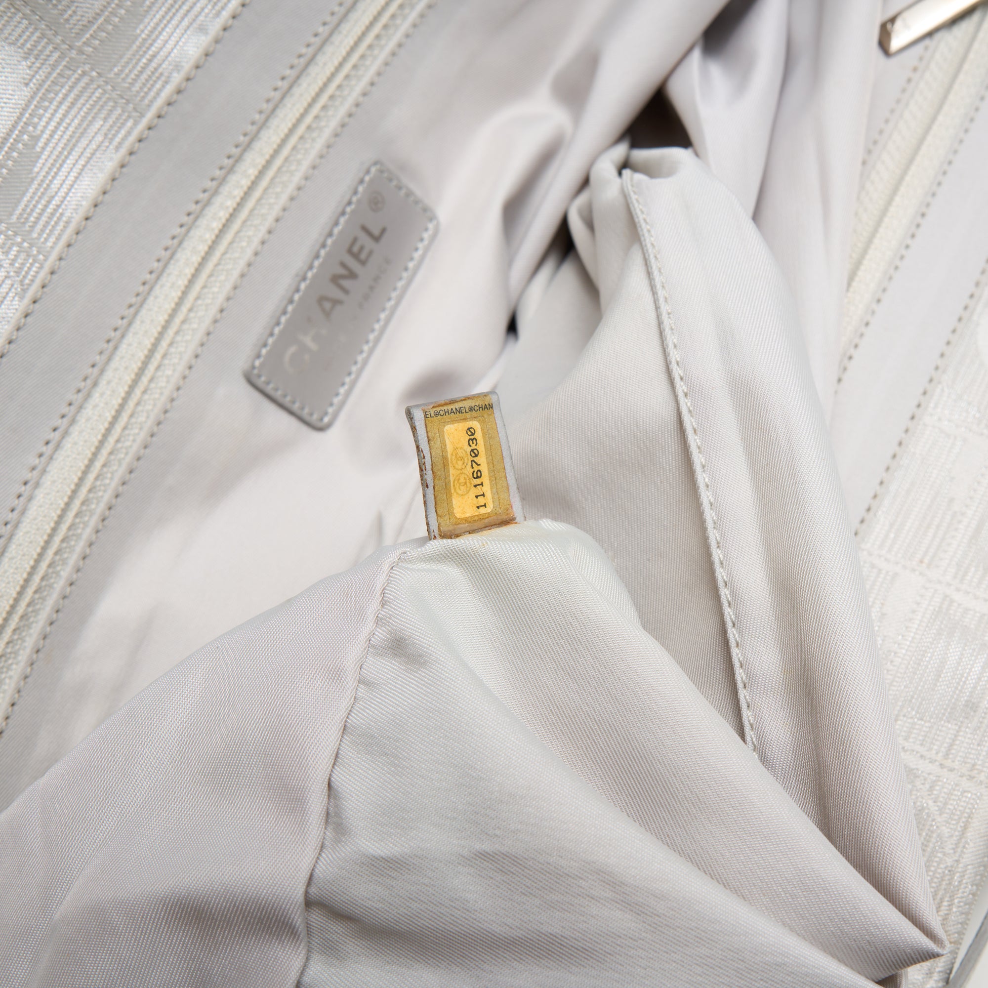 chanel 2000s gray travel ligne tote bag