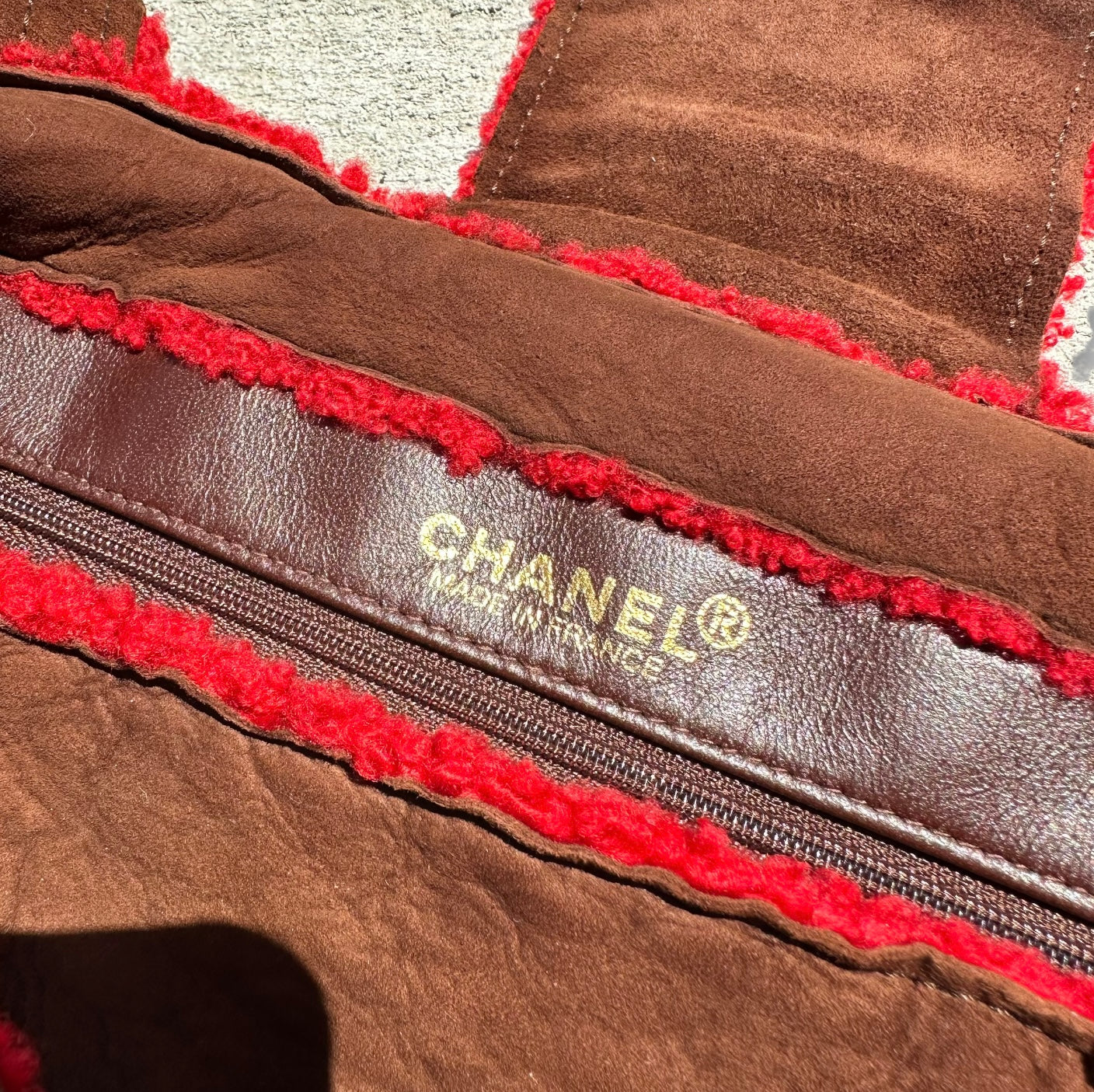 chanel 1999 brown wool flap bag