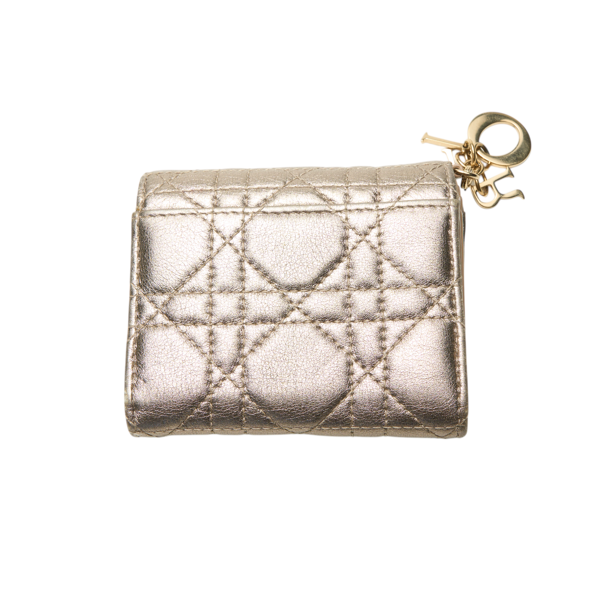 christian dior gold cannage wallet