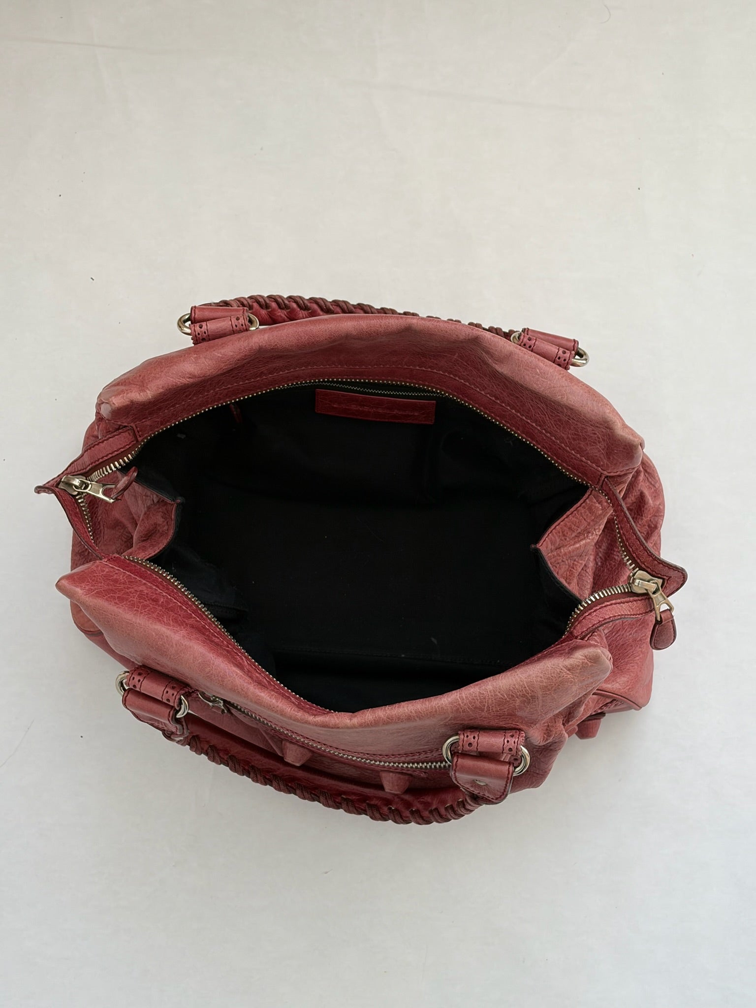 balenciaga 2000s light red motorcycle bag