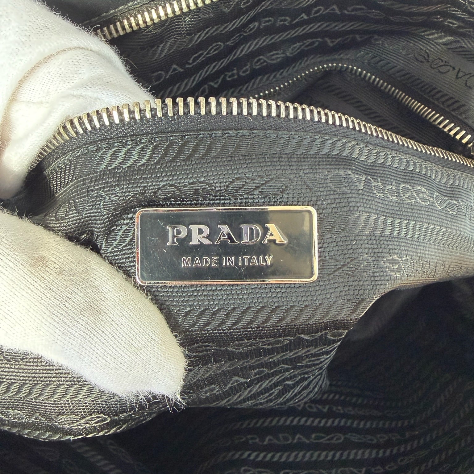 prada s/s 2000 black bowler bag with white trim