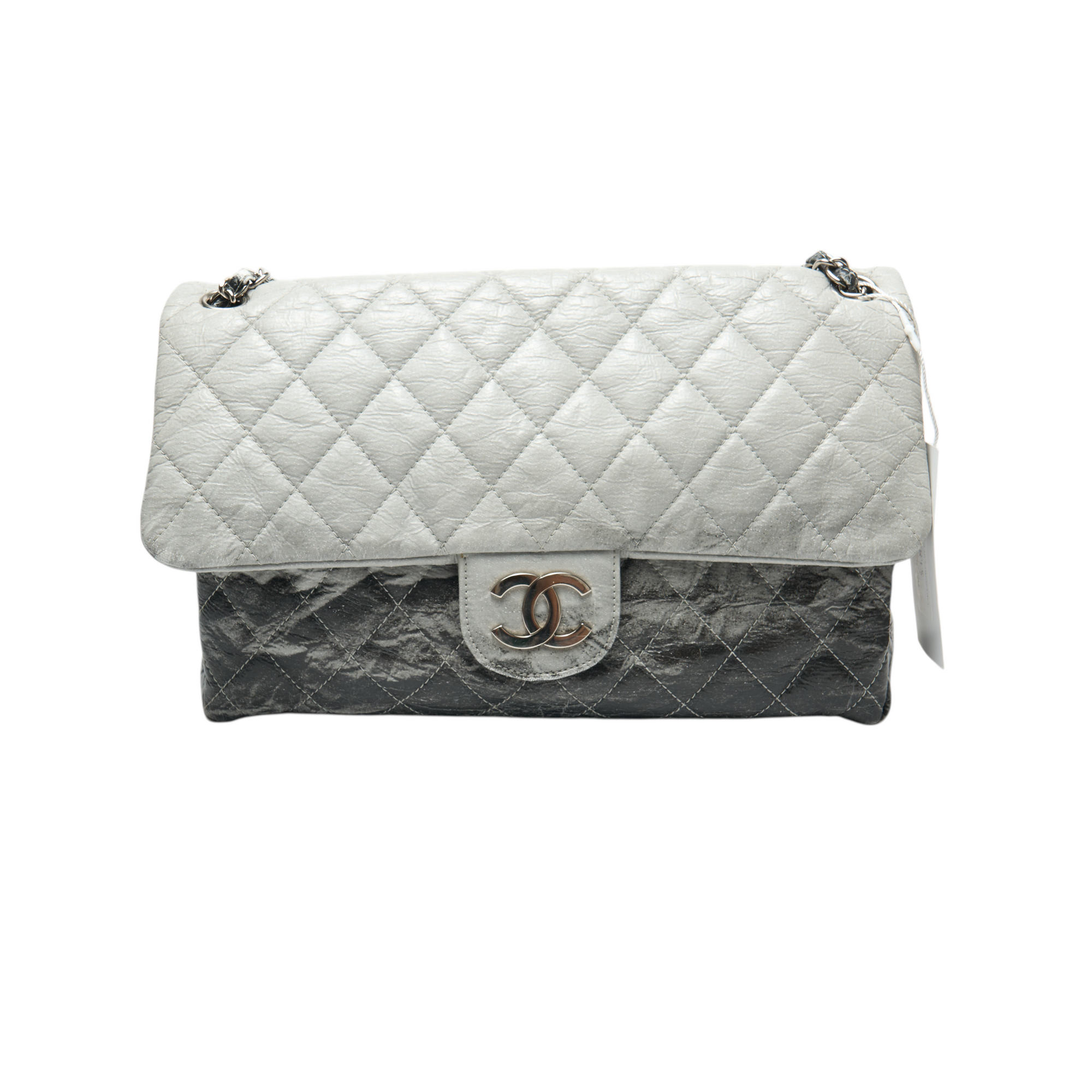 chanel 2000s silver ombré flap bag