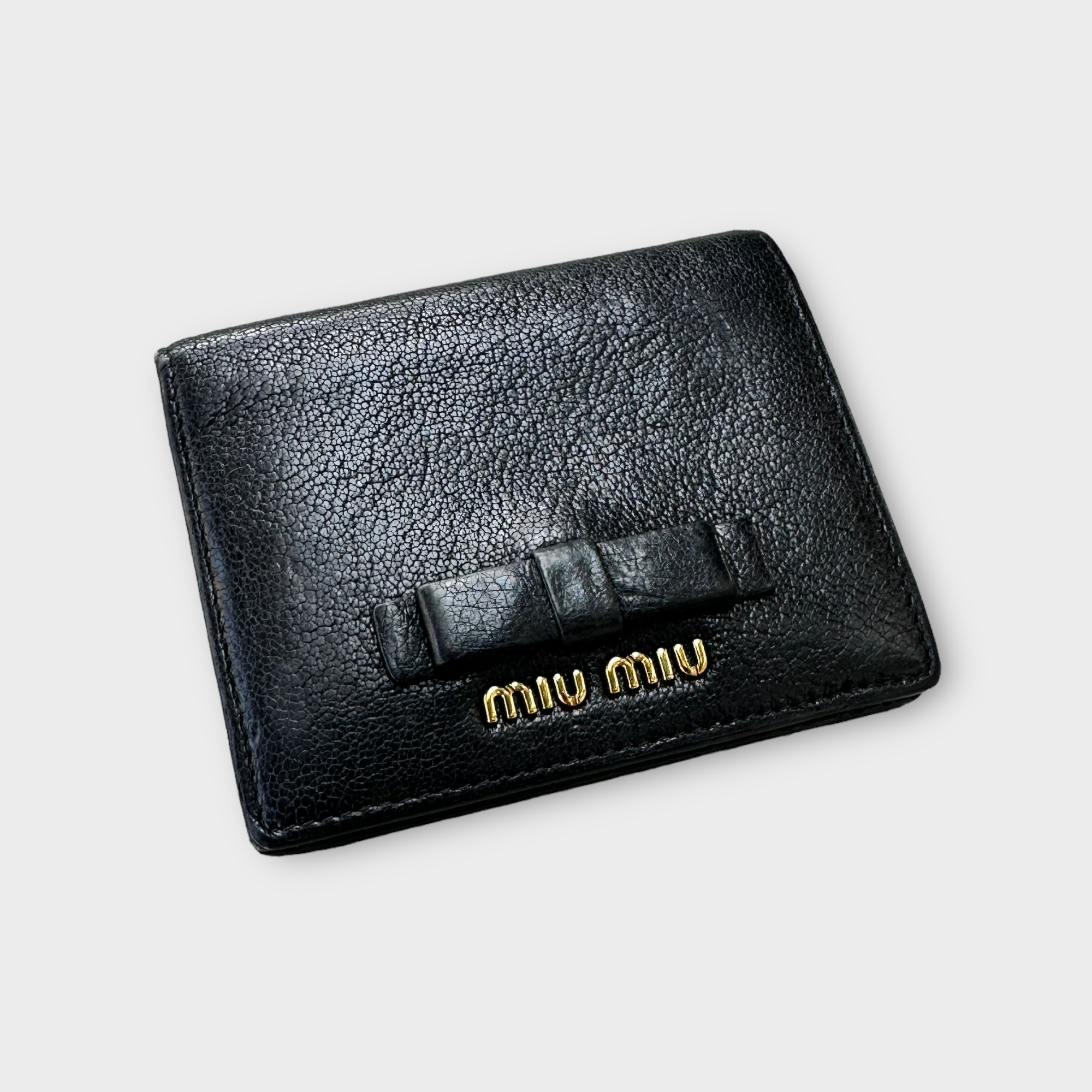 miu miu black bow wallet