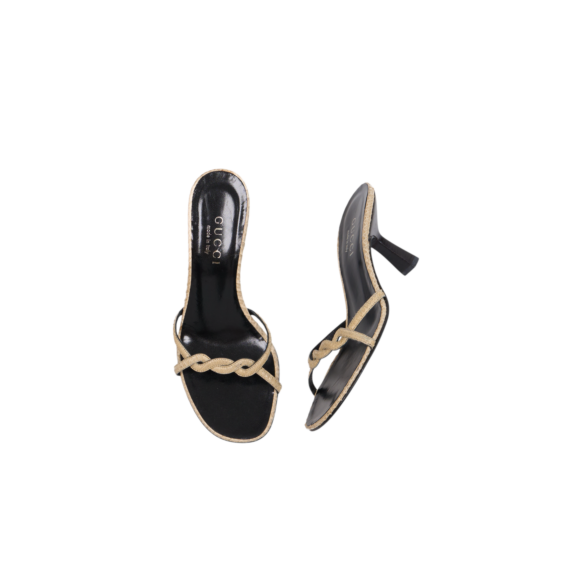 gucci 2000s cream python kitten heels
