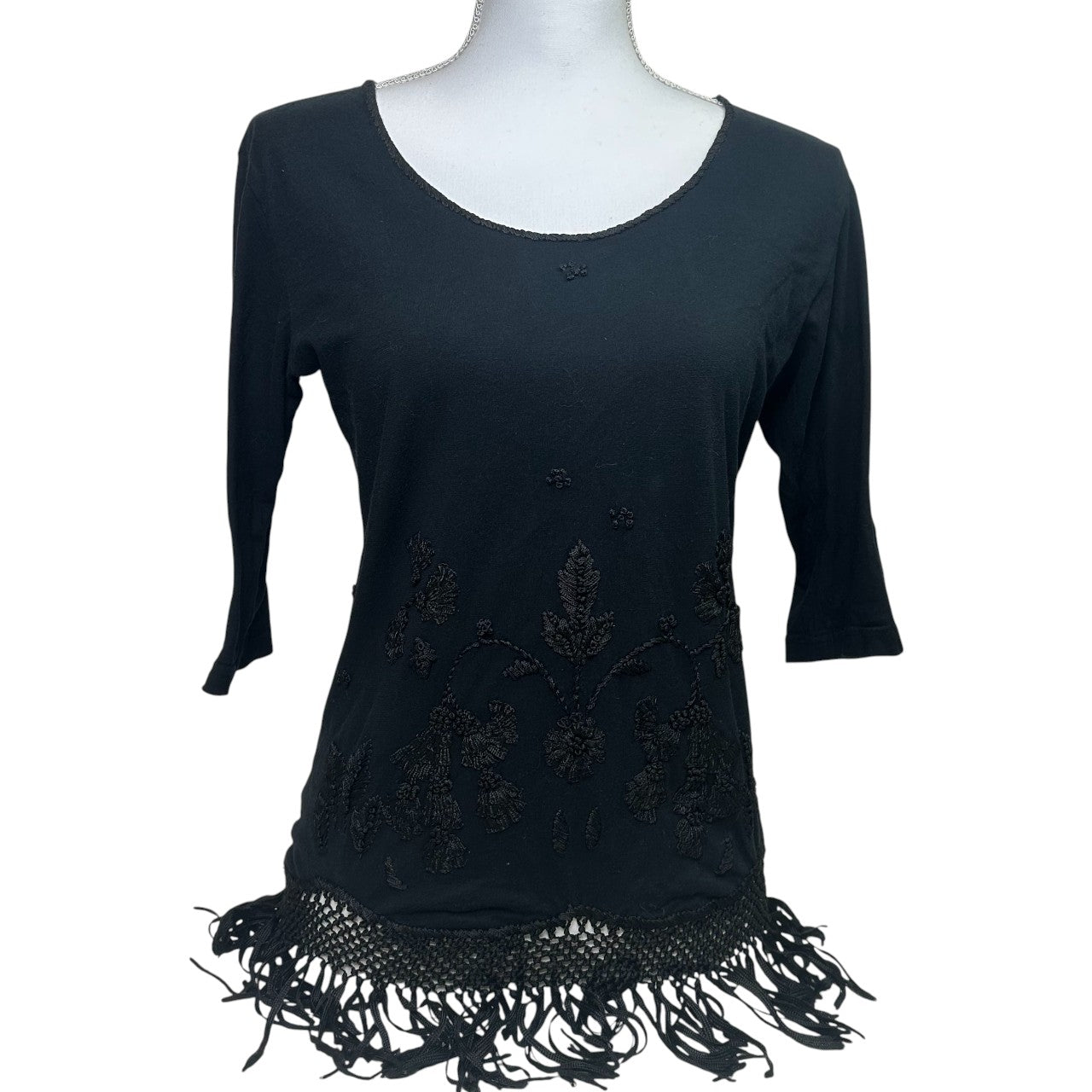 issey miyake black fringe top