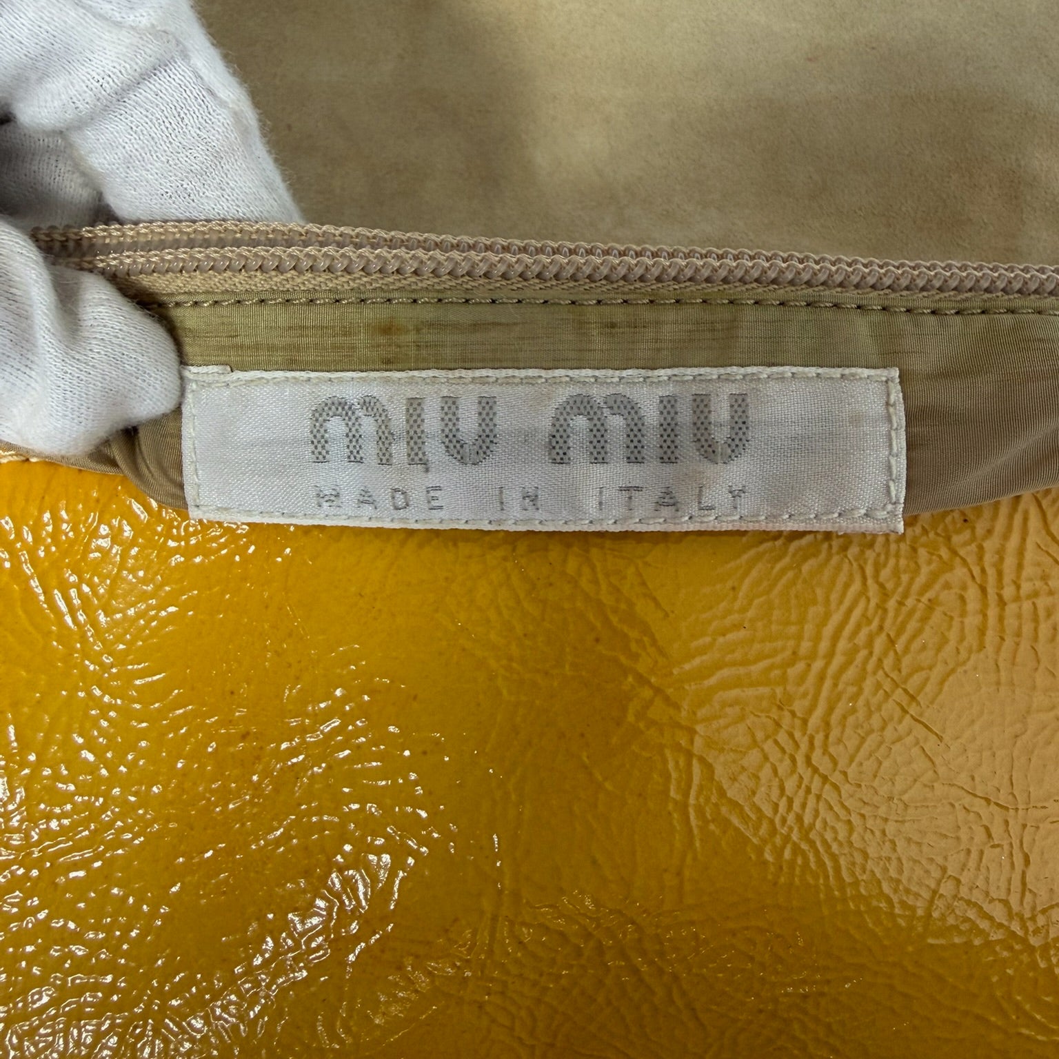 miu miu 2000s yellow shoulder bag
