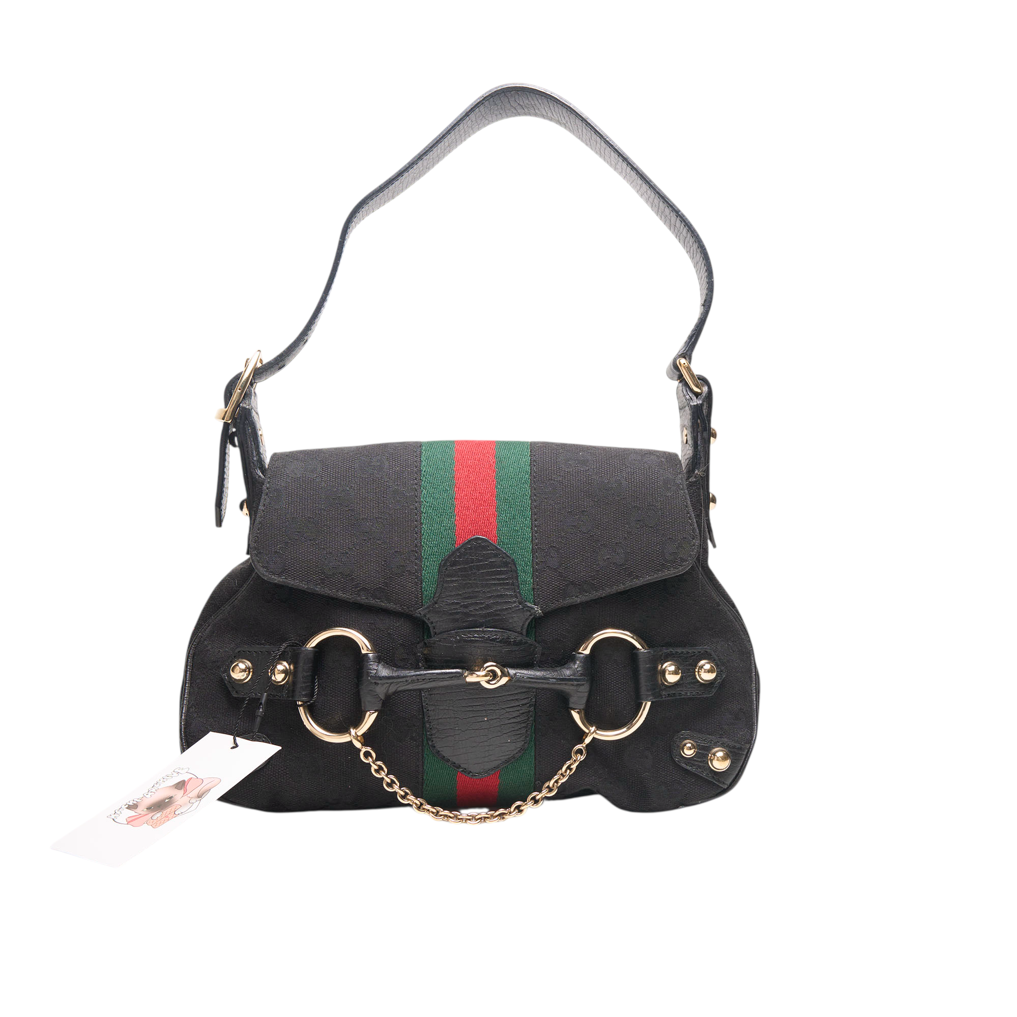 gucci 2000s black horsebit bag