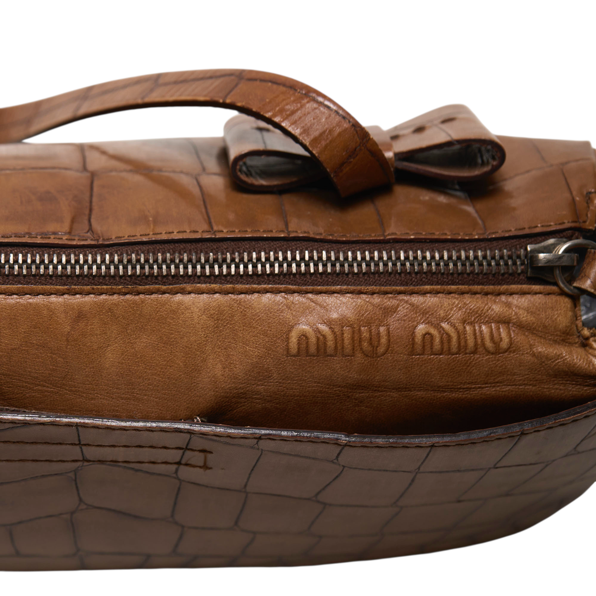 miu miu 2000s brown bow bag