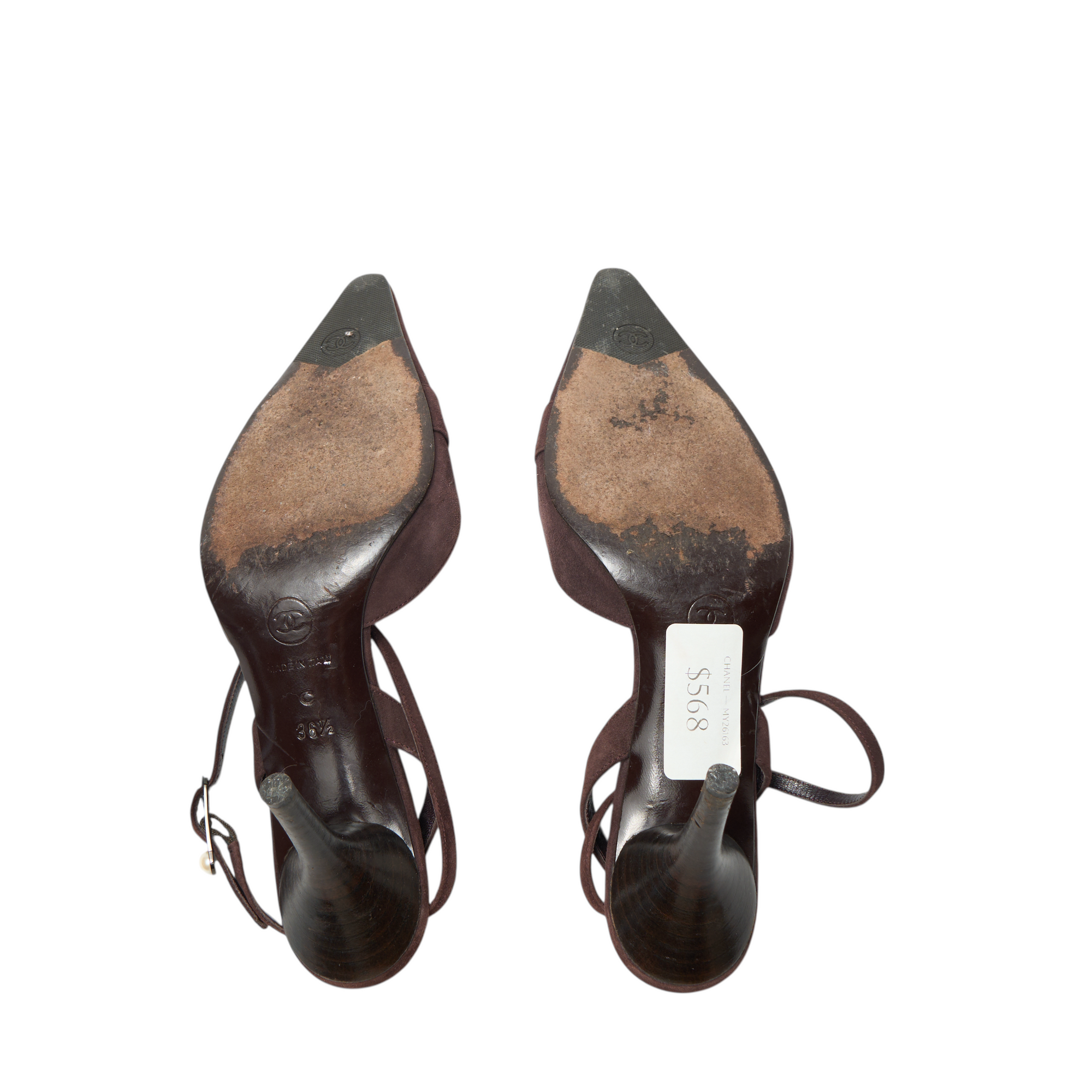 chanel 2000s brown pearl heels