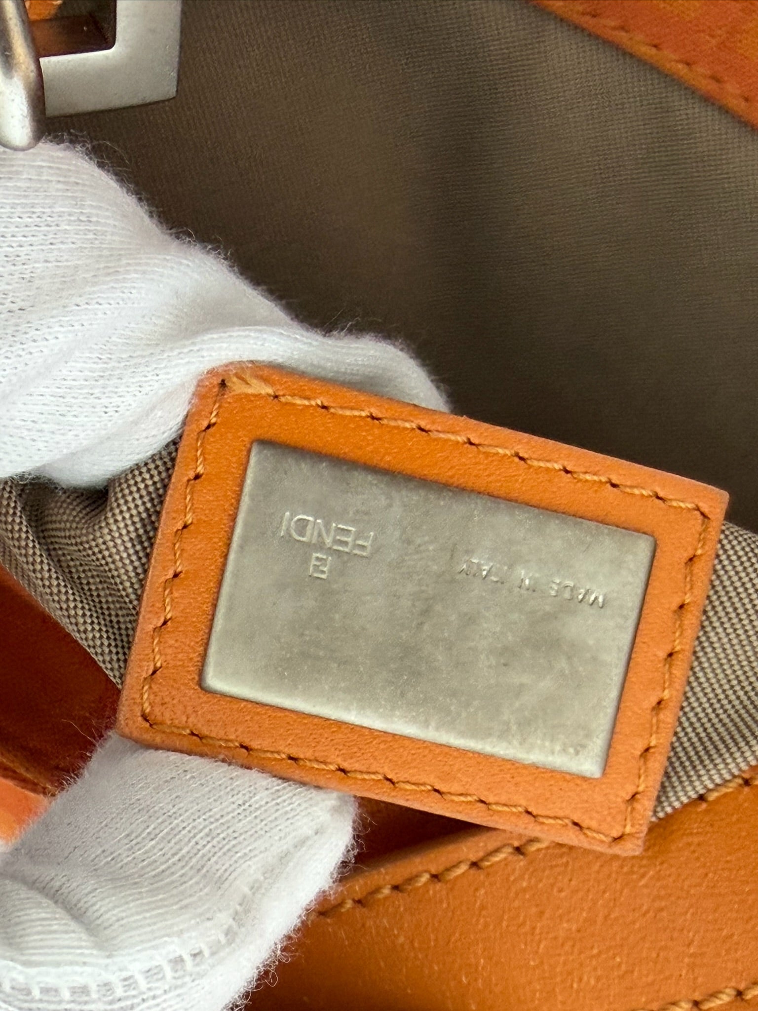 fendi 2000s orange mamma baguette bag