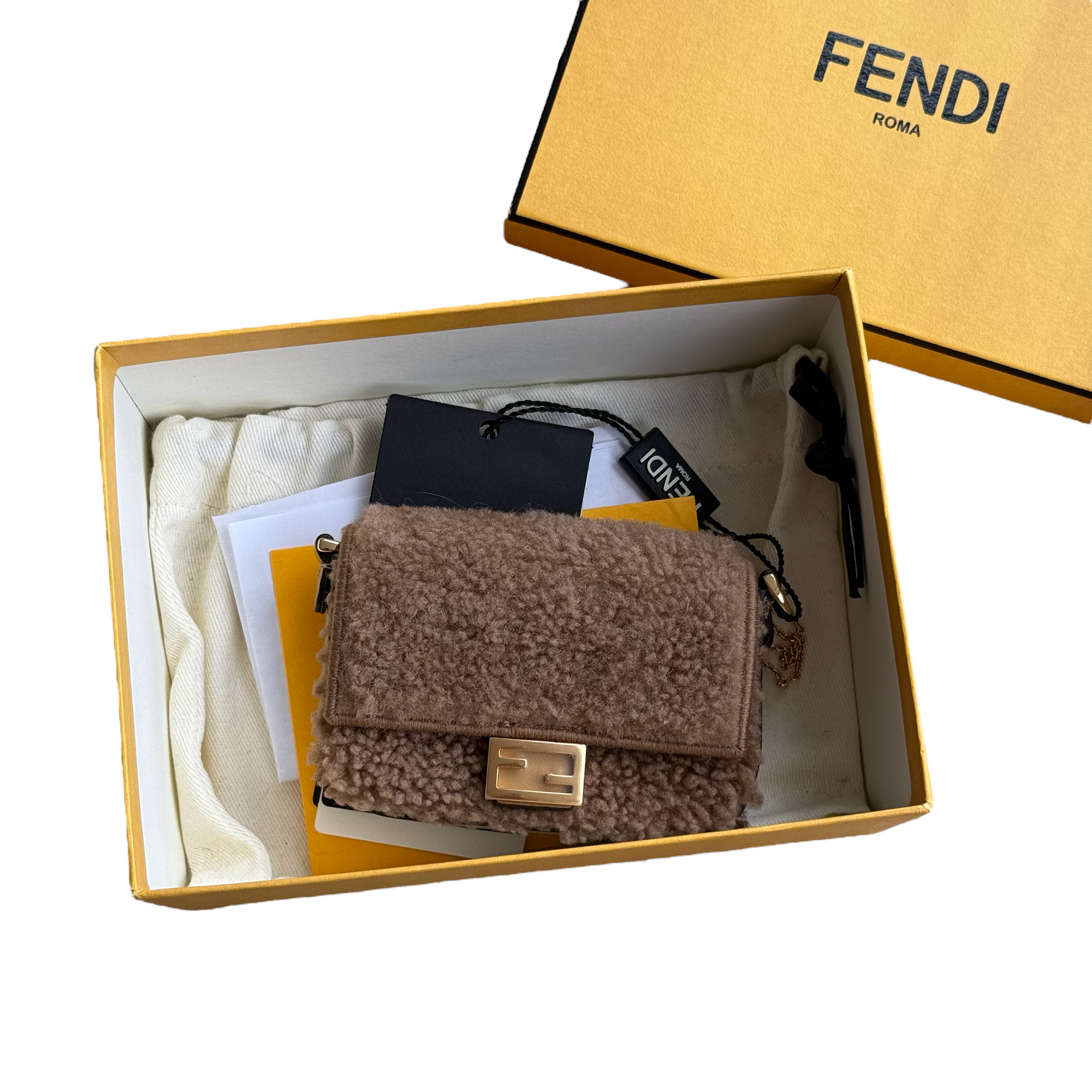 fendi brown nano baguette bag