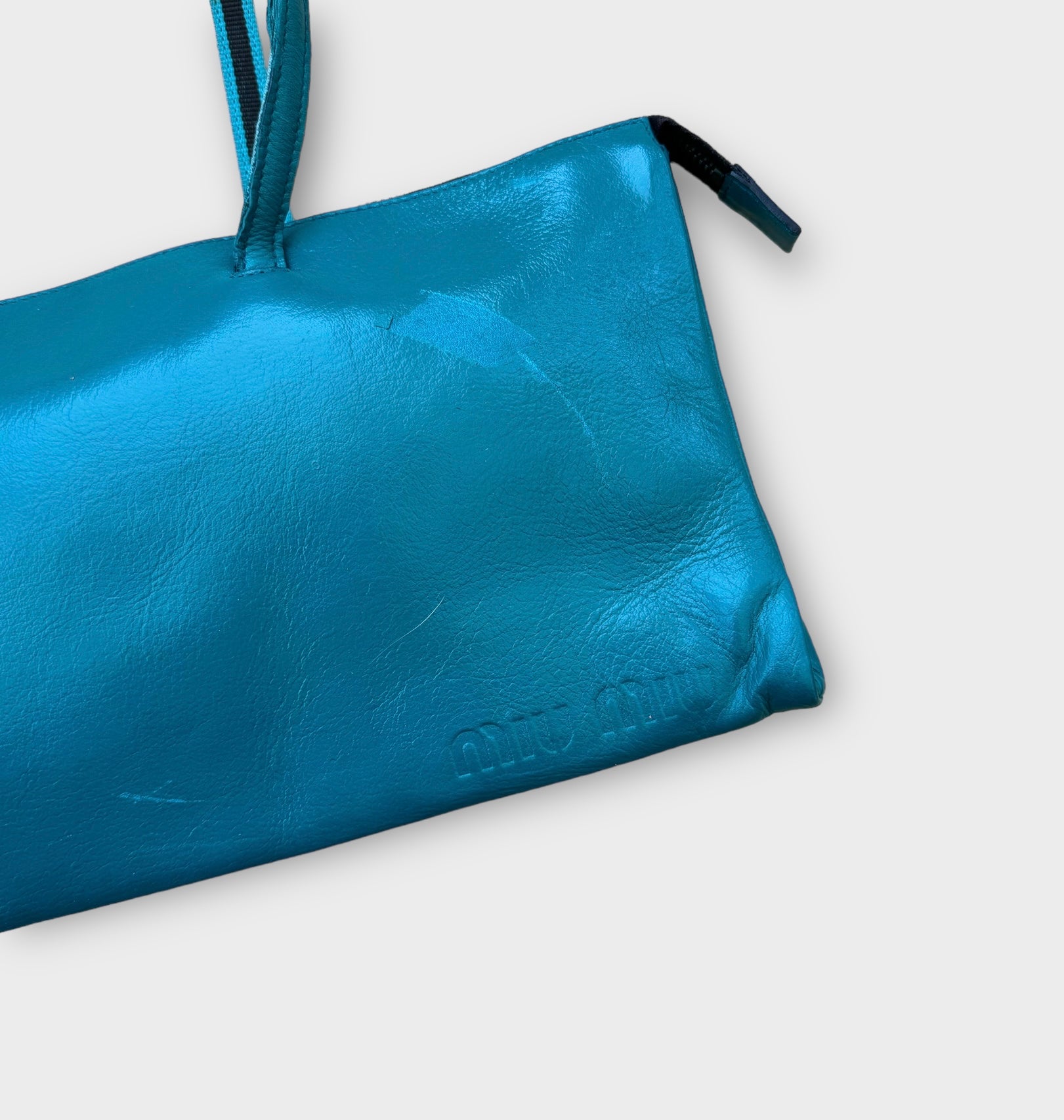 miu miu 2000s turquoise blue shoulder bag