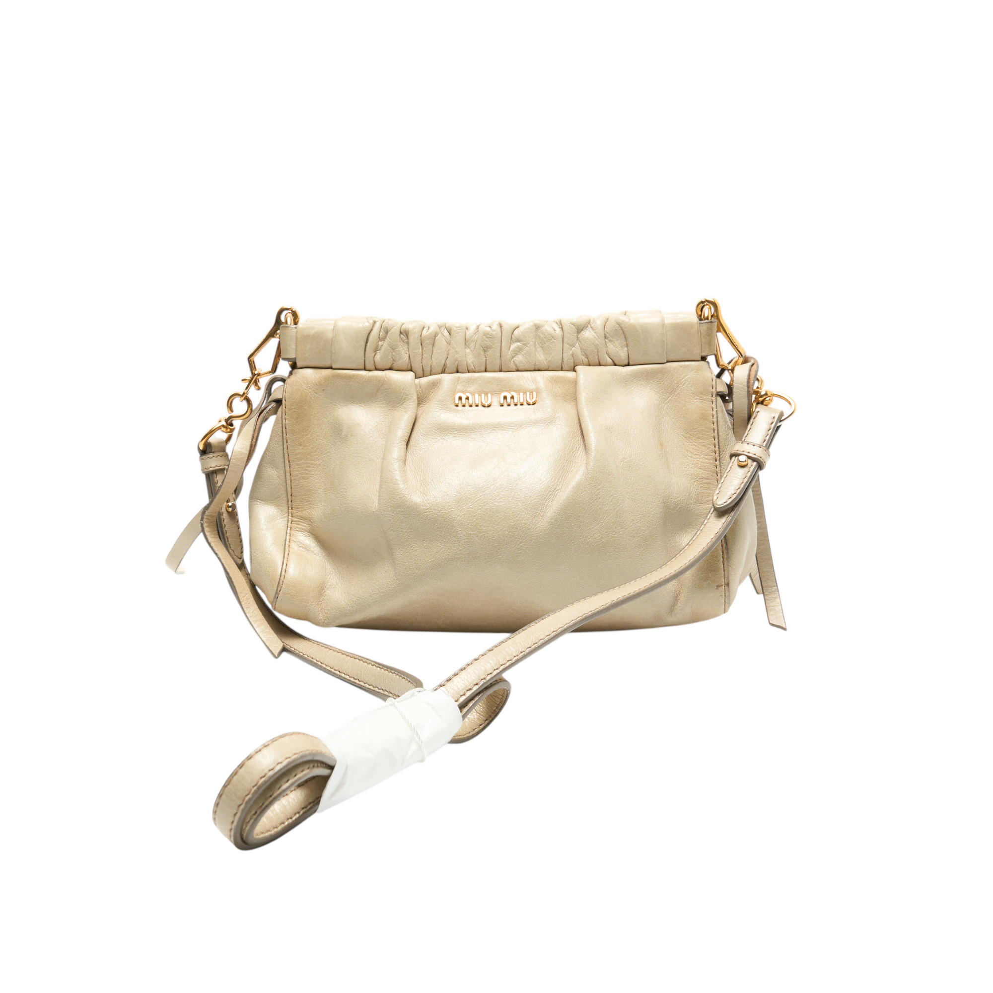 miu miu 2000s tan mini vitello bag
