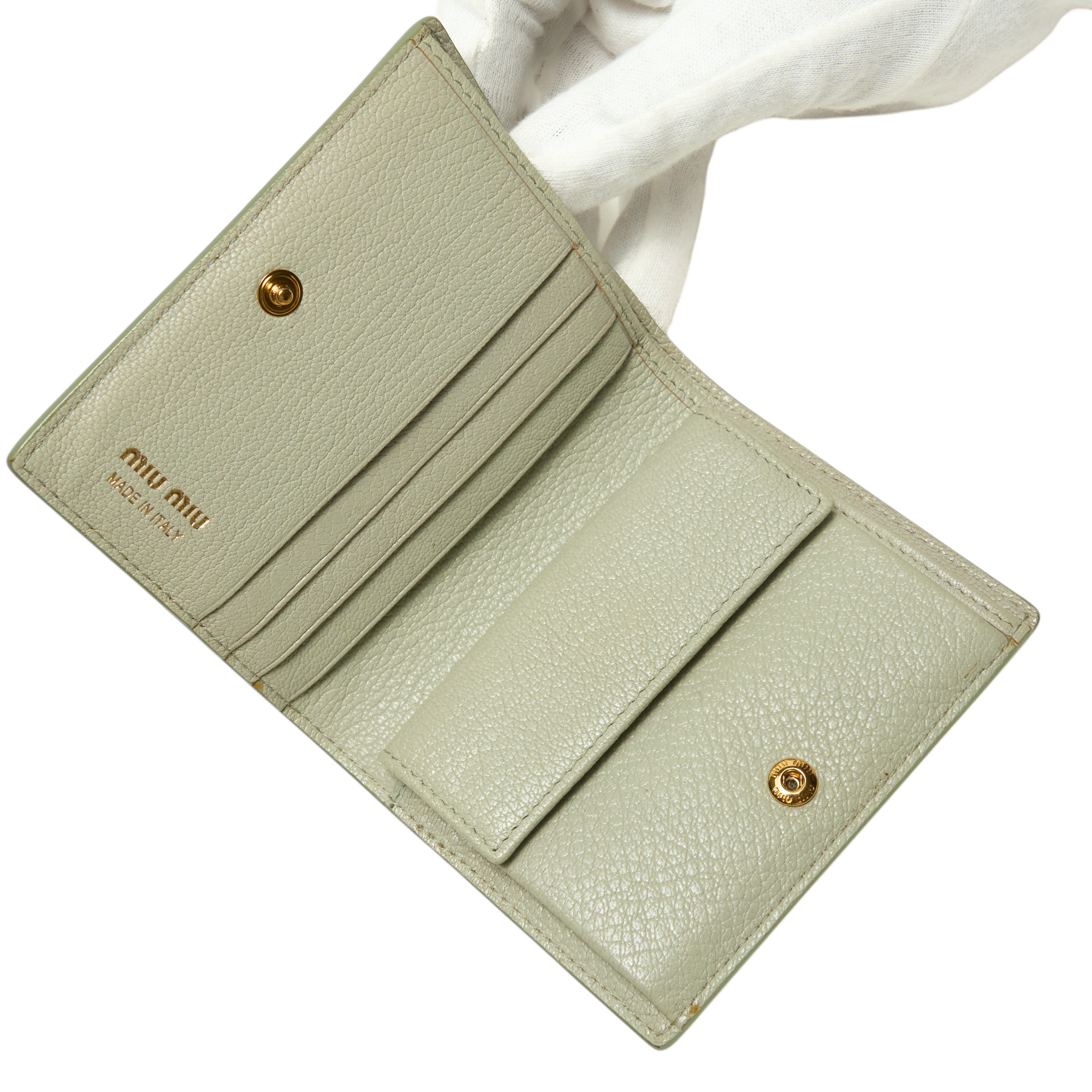 miu miu 2010s mint green bow wallet