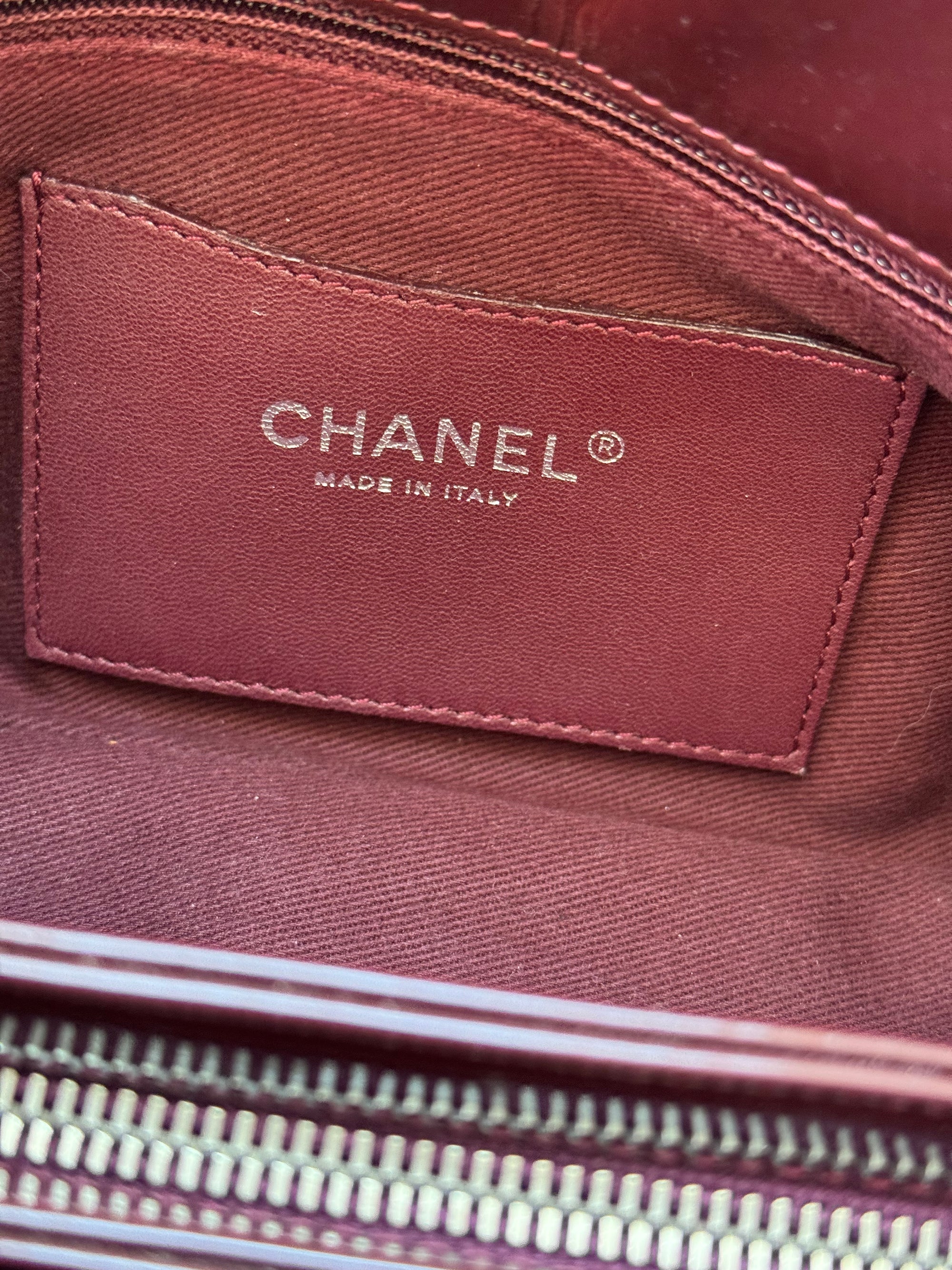 chanel 2000s dark red bowling bag