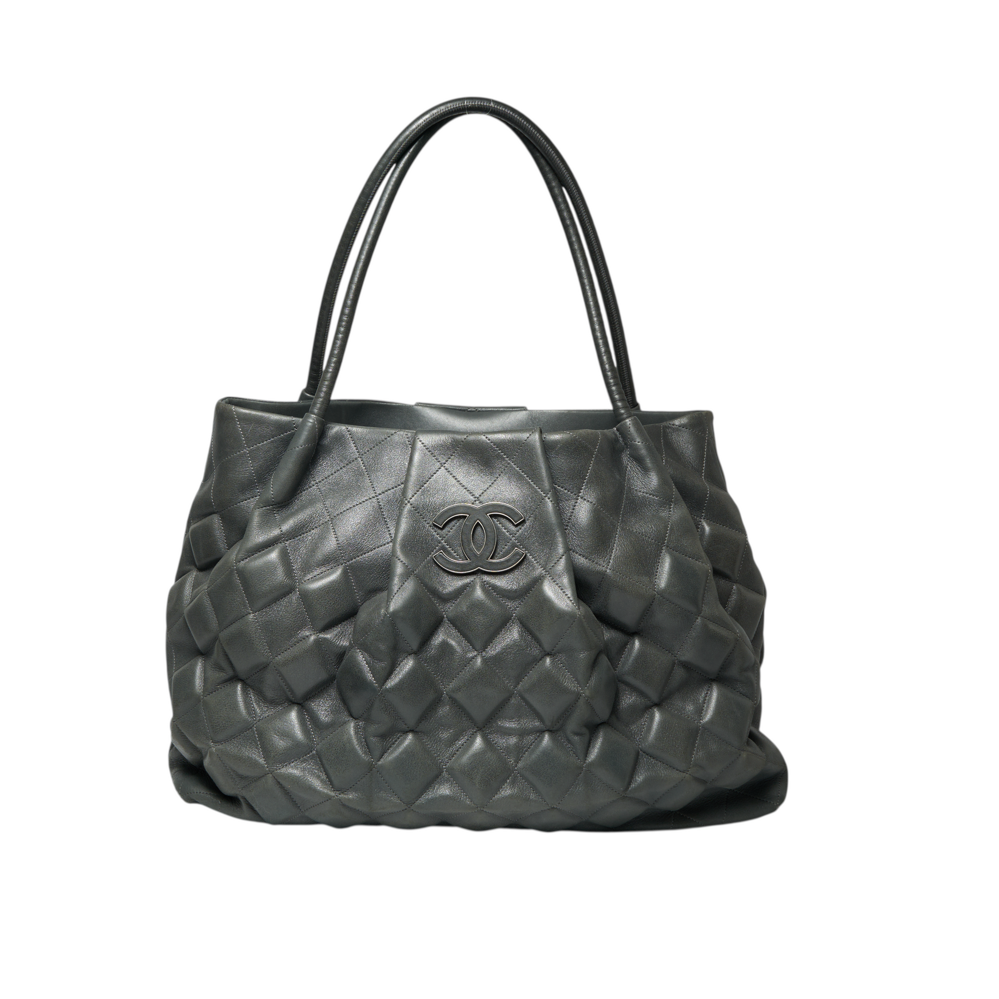 chanel 2000s gray tote bag