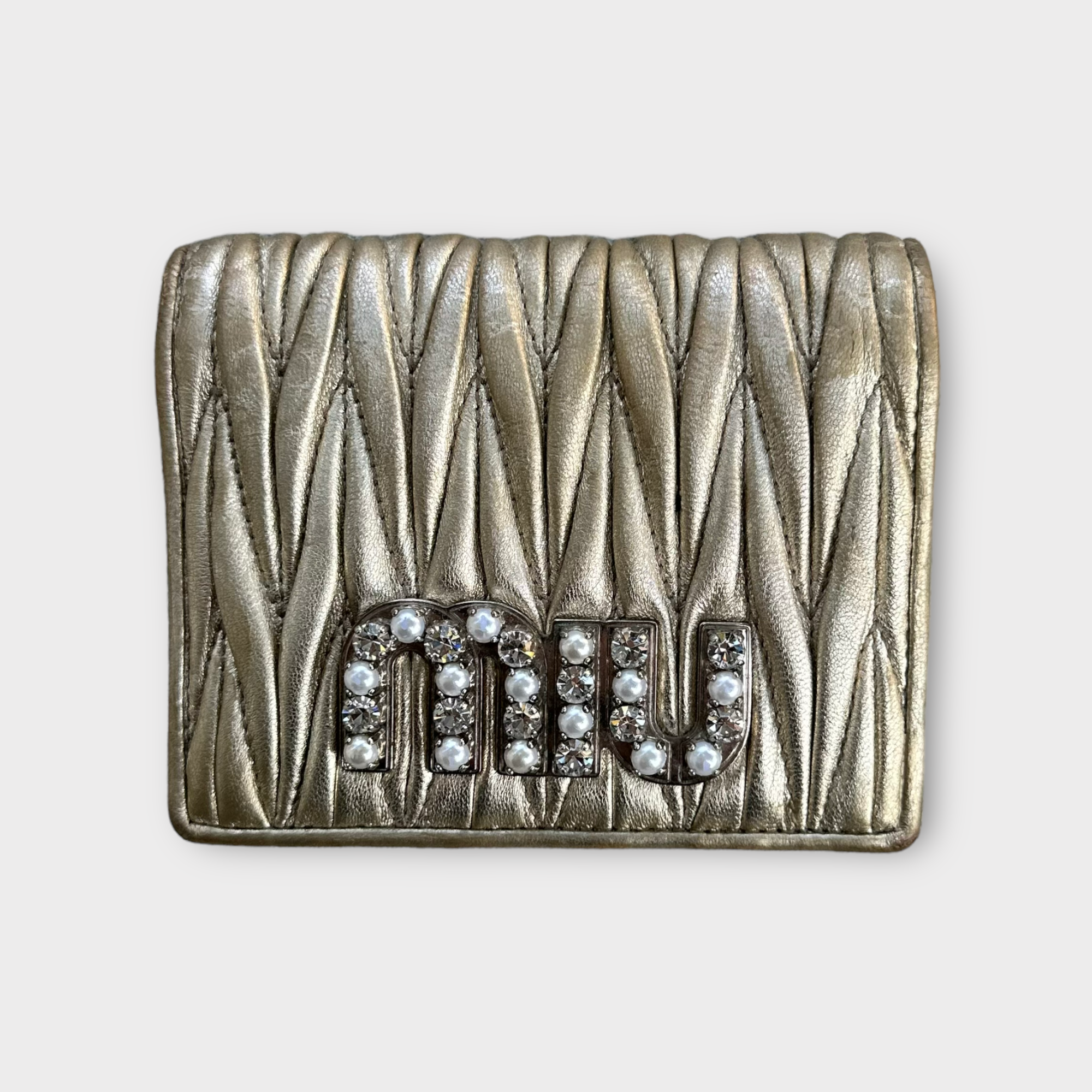 miu miu gold matelassé wallet