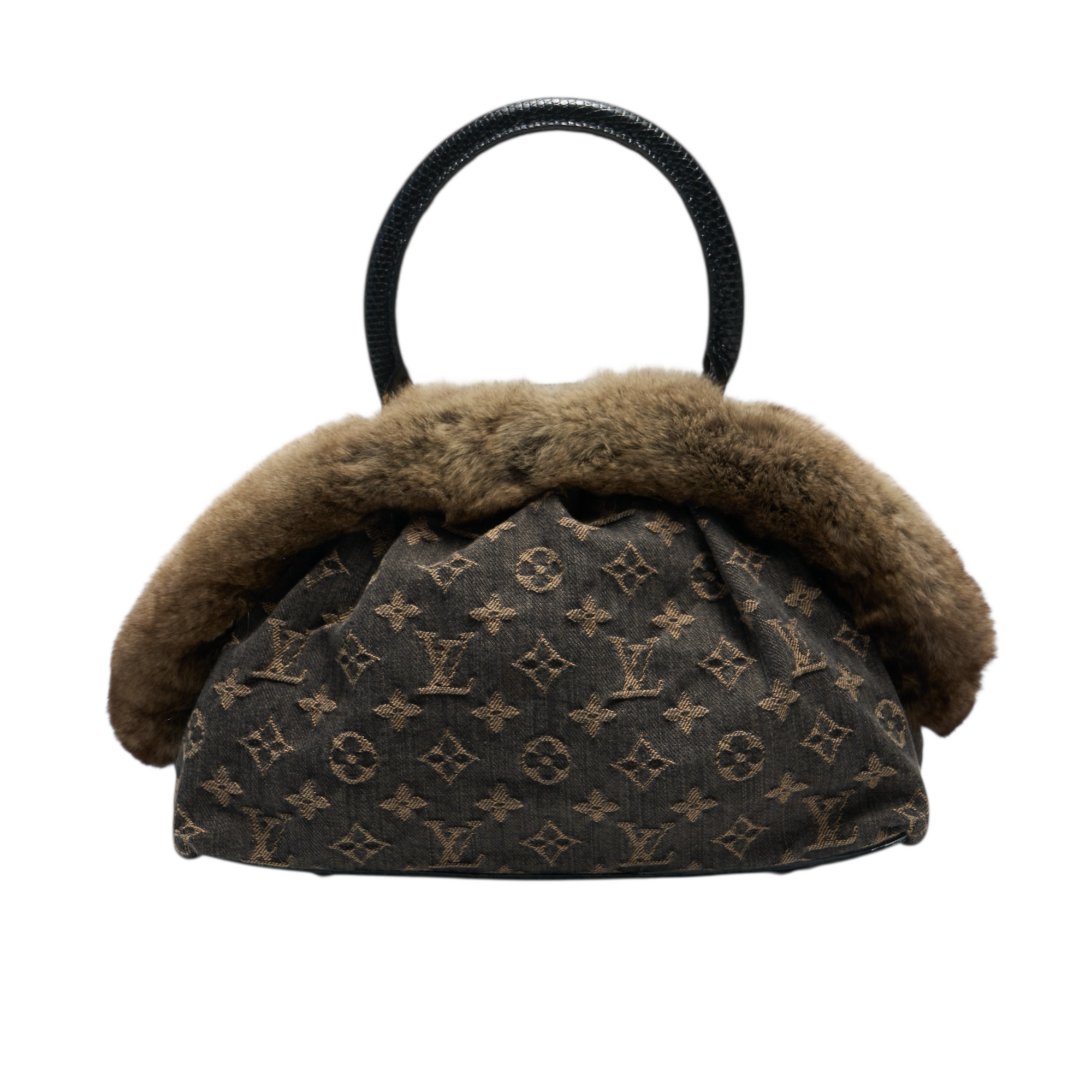 louis vuitton 2000s denim rabbit hair bag
