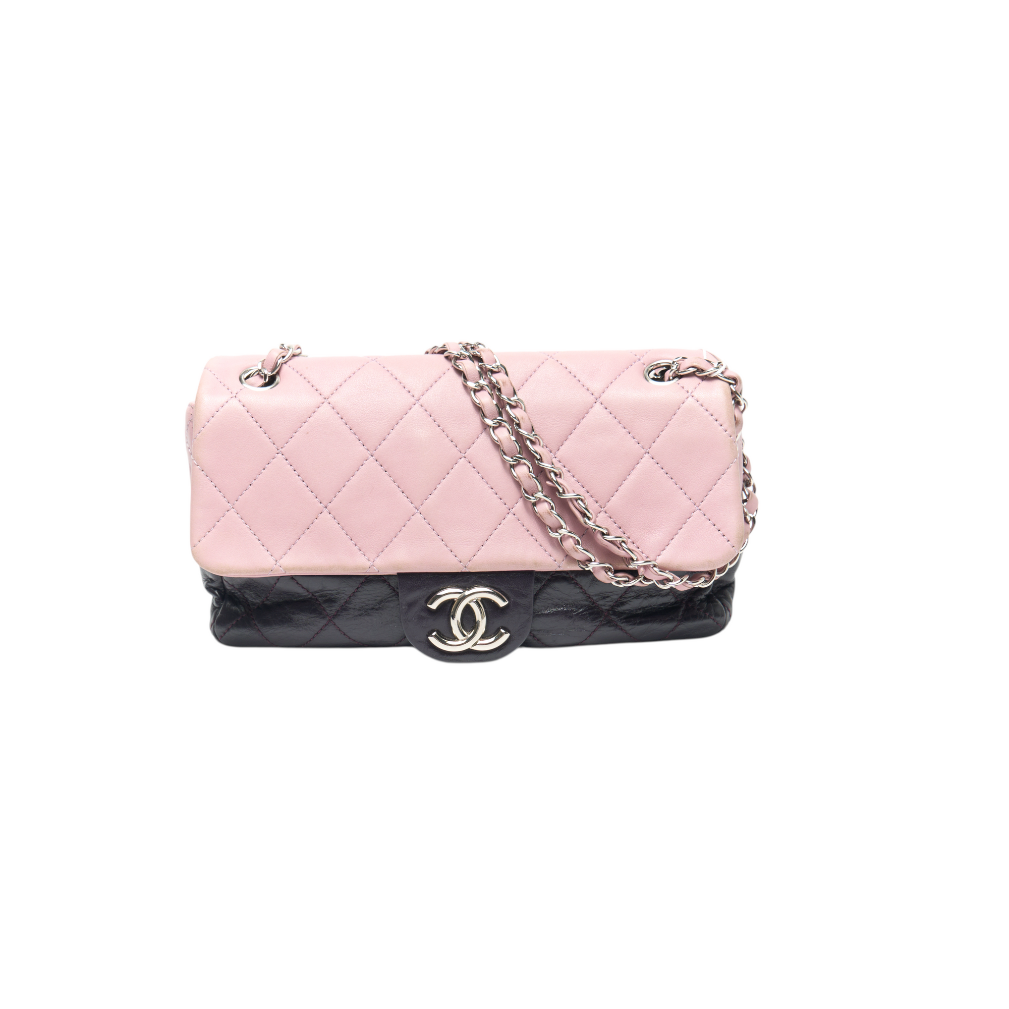 chanel 2000s half pink and purple flap bag