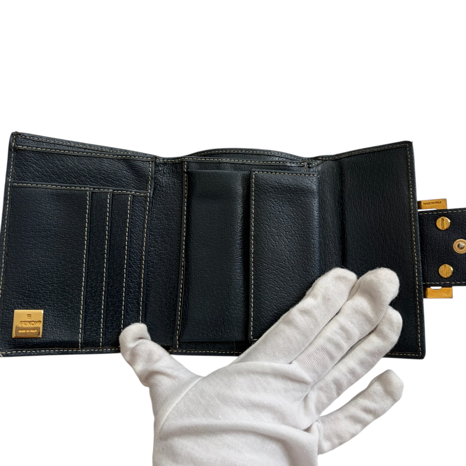 fendi 2000s gray baguette wallet