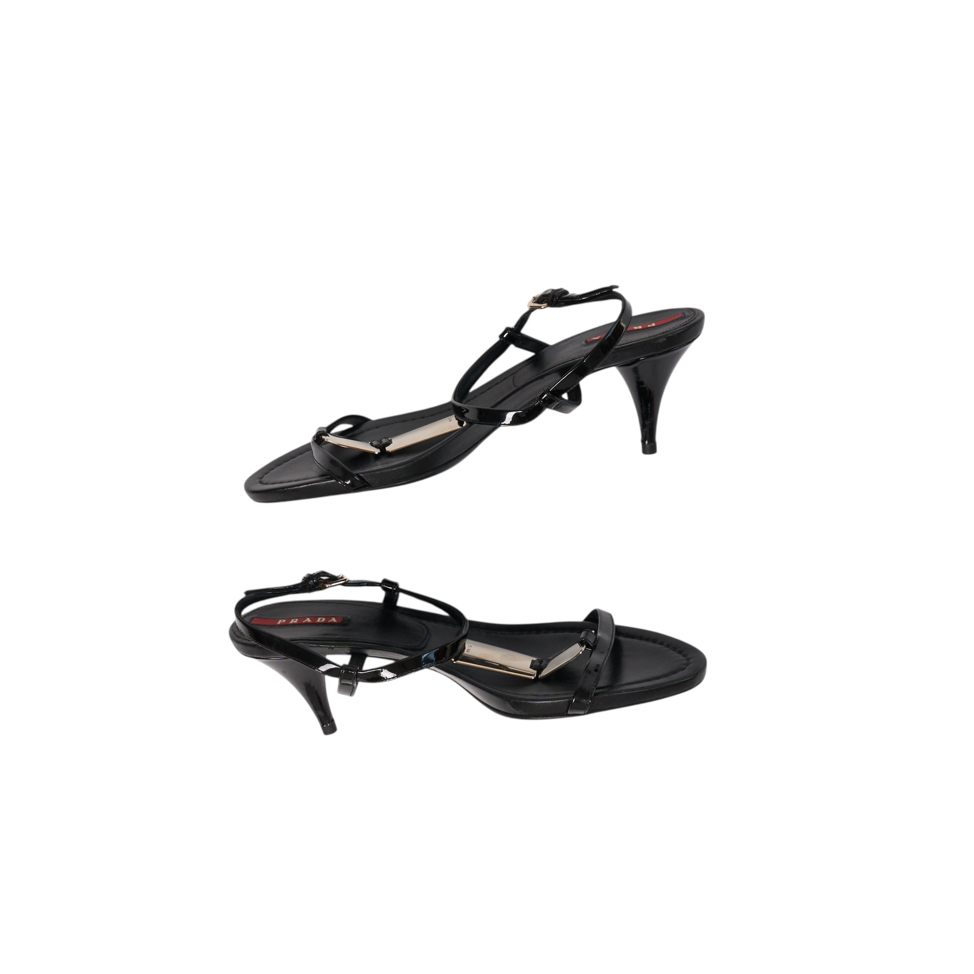 prada sport 2000s black sandal kitten heels