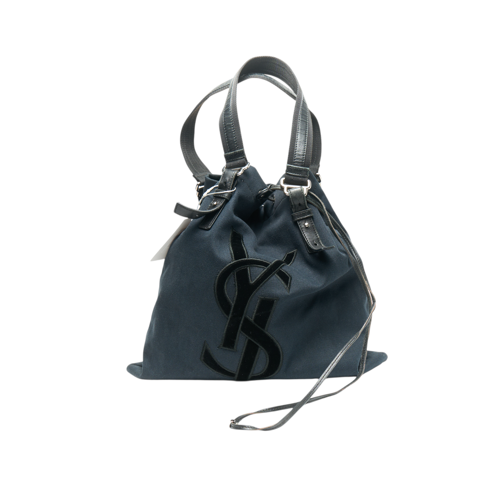 ysl 2000s navy small tote bag