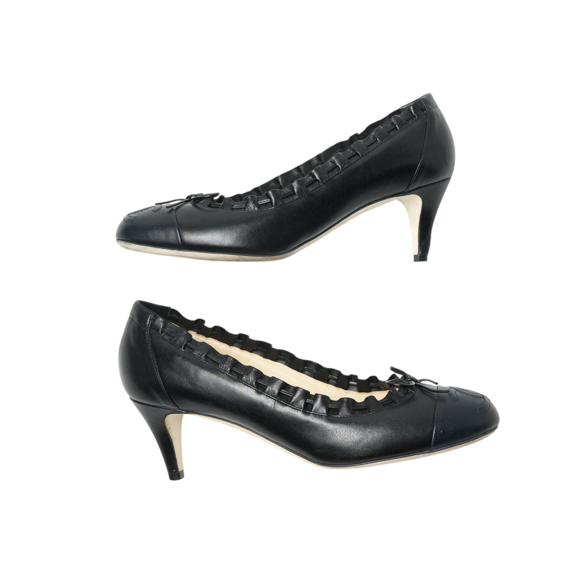 chanel 2000s black ballet heels