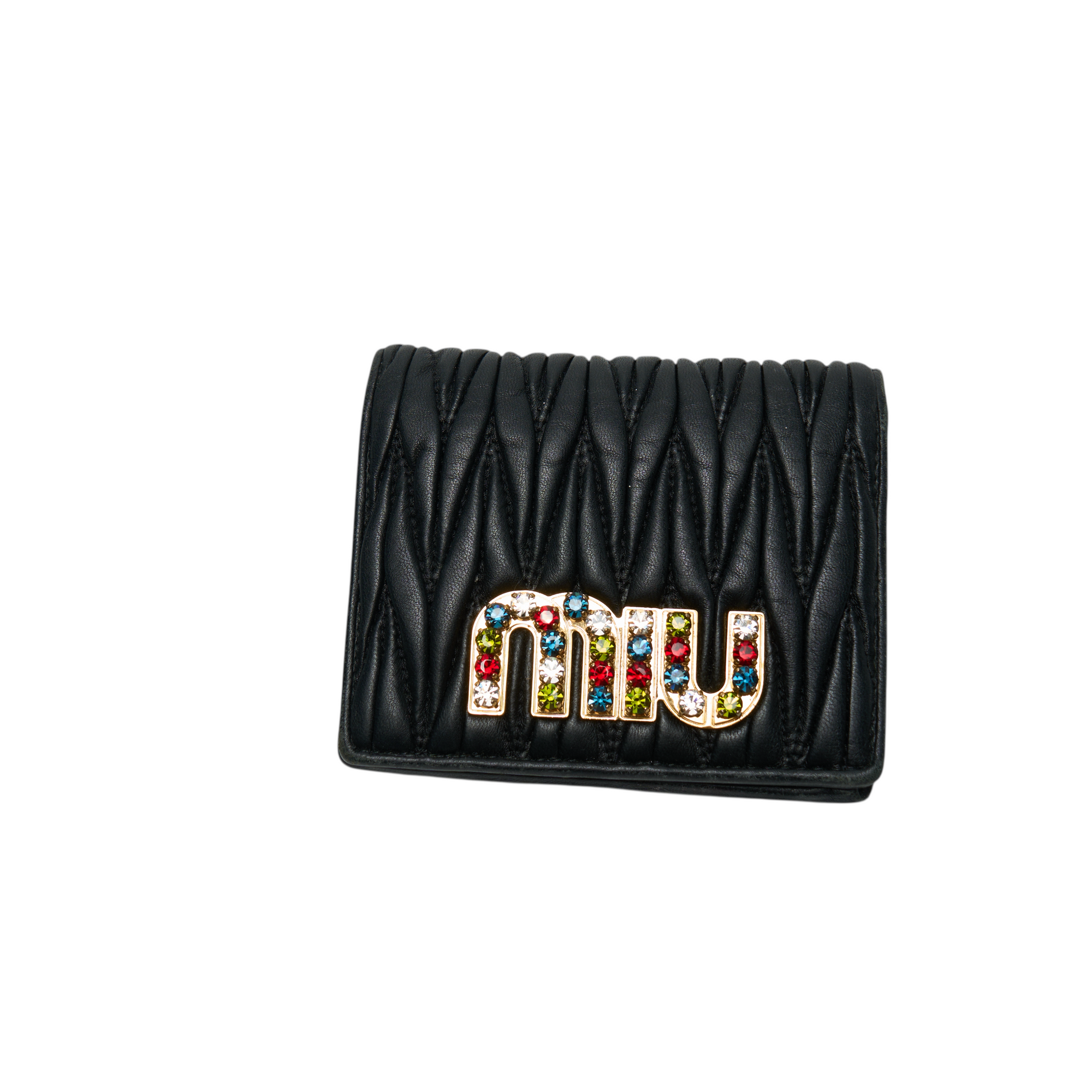 miu miu black matelassé wallet