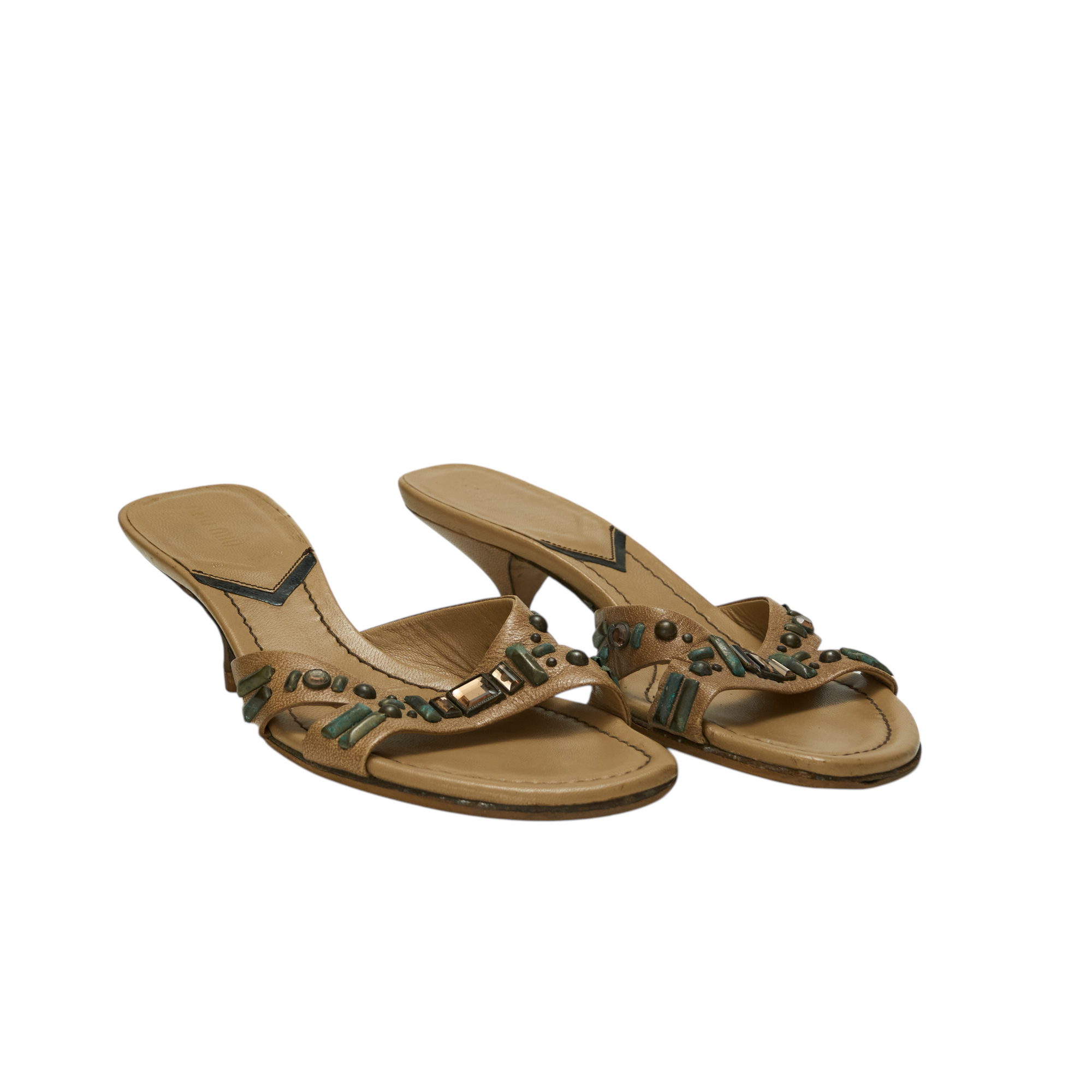 miu miu 2000s tan kitten heels